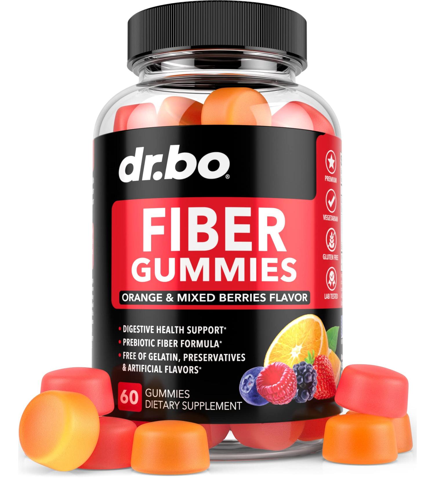 Fiber Gummies for Adults & Kids - Prebiotic Supplement for Digestive Health - 60 Gummies - Buy Online on GoSupps.com