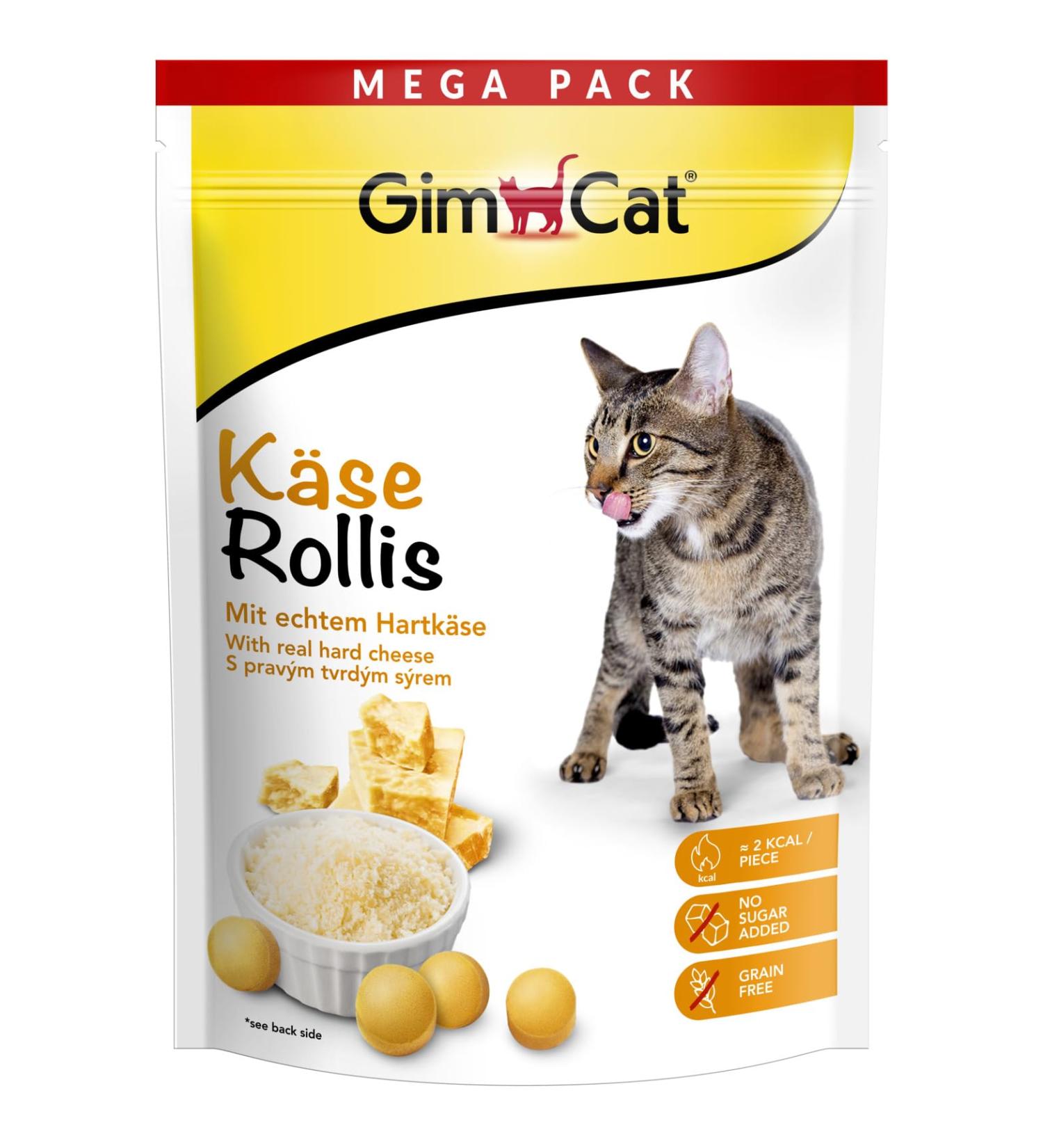 GimCat Cheese Rollis - Grain-free and vitamin-rich cat snack with real hard cheese - 1 bag (1 x 425 g) 425 g (1 pack)