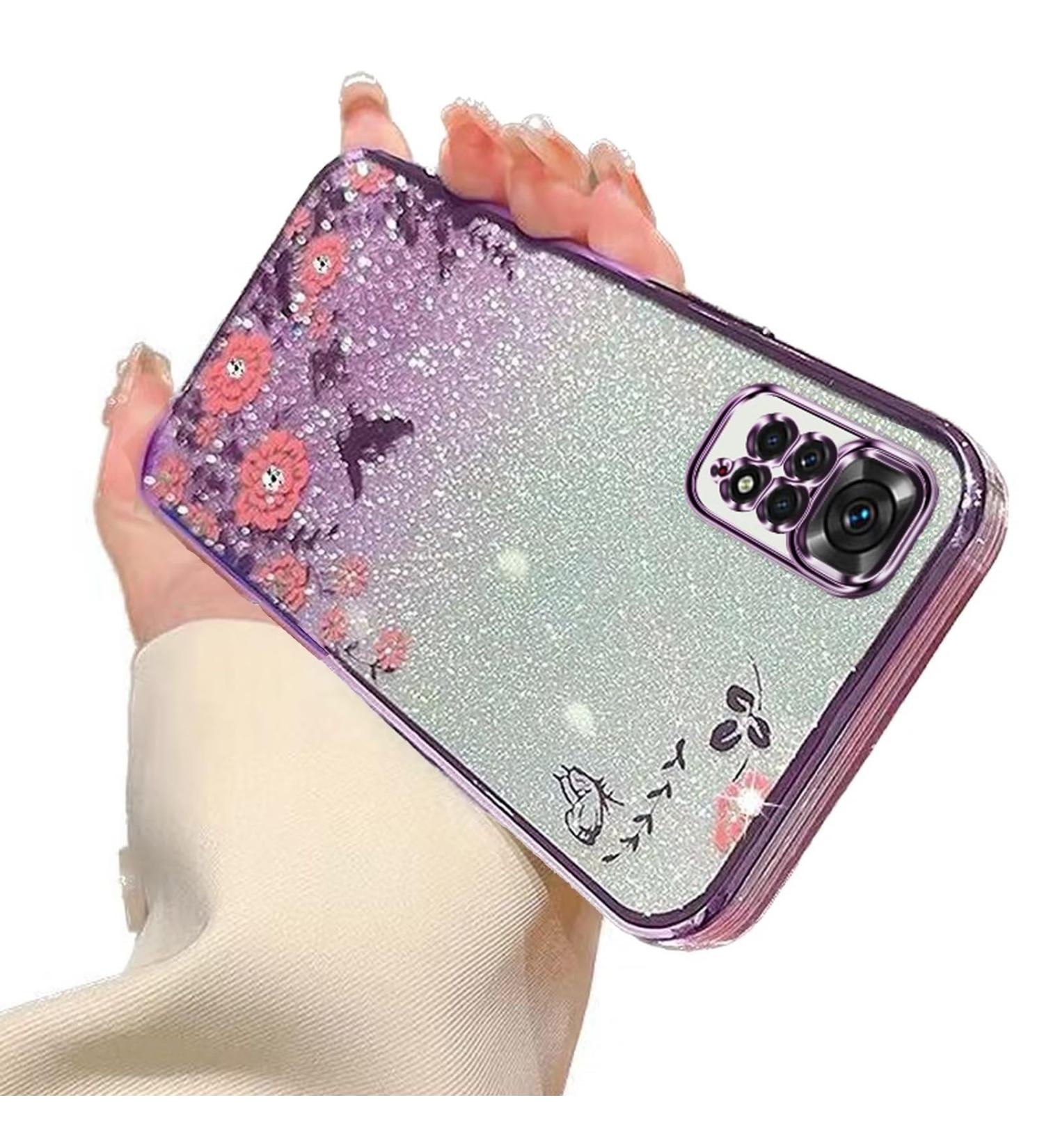 Buy Tivenfezk Nadoli Glitter Diamond Case for Xiaomi Redmi Note 11 Pro - Sparkle Flower Butterfly Silicone Cover & Protective Frame - Buy Online on GoSupps.com