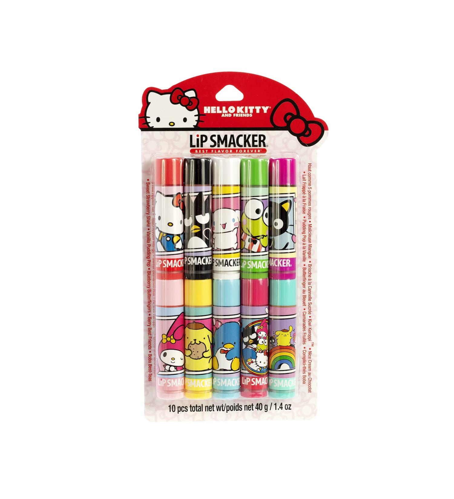 Sanrio Hello Kitty & Friends 10-Piece Flavored Lip Balm Party Pack for Kids, Men & Women - Clear Matte Formula for Dry Lips - My Melody, Little Twin Stars, Chococat - Buy Online on GoSupps.com