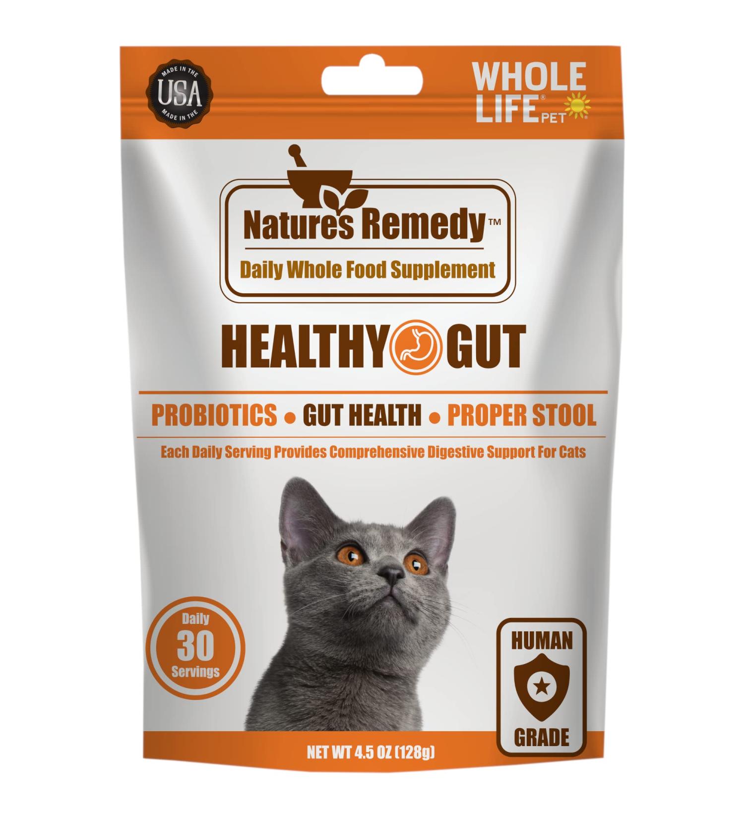 Whole Life Pet Healthy Gut Daily Supplement for Cats | Probiotics with Pumpkin for Digestion & Stool Formation | Easy Mix-in for Food or Hydrating Snack - Buy Online on GoSupps.com