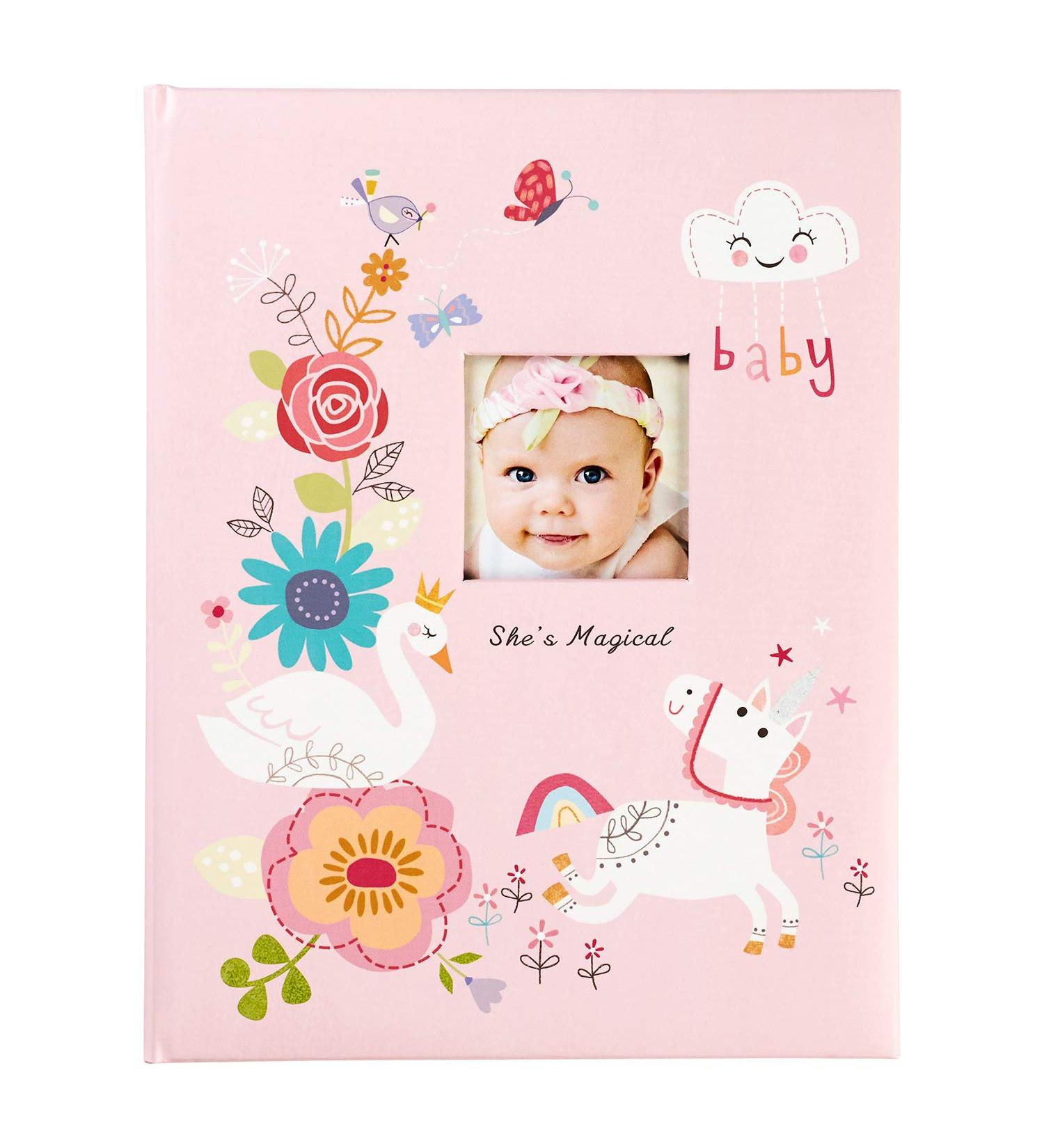 C.R. Gibson ''She's Magical'' Pink Baby Memory Book for Girls 48 Pages 9.1'' x 11.5'' - Buy Online on GoSupps.com