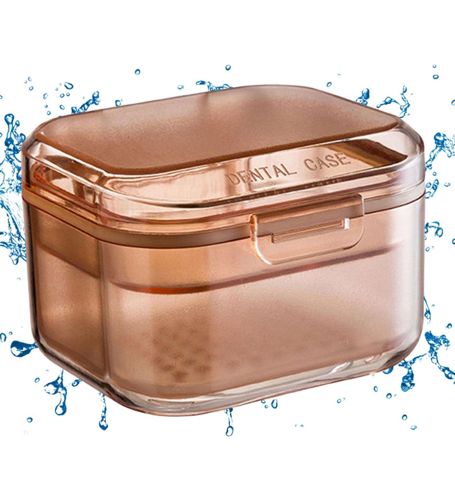 Buy Nakylucy Prosthesis Case | Multifunctional Holding Container for Retainers Mouth Guards & False Teeth - Sieve & Night Cleaner Bath Box in Apricot - Buy Online on GoSupps.com