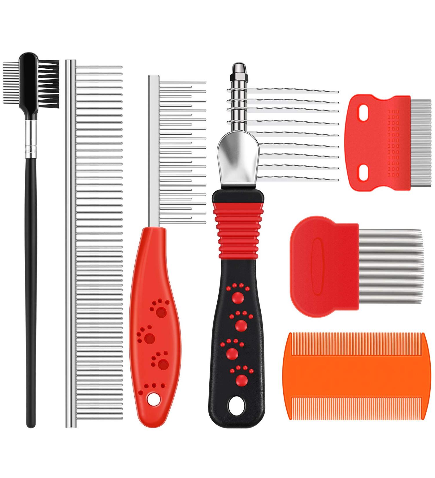 Tear Stain Remover Comb Set for Pet Cats & Dogs - 7 Pieces Stainless Steel Grooming Tools - Buy Online on GoSupps.com