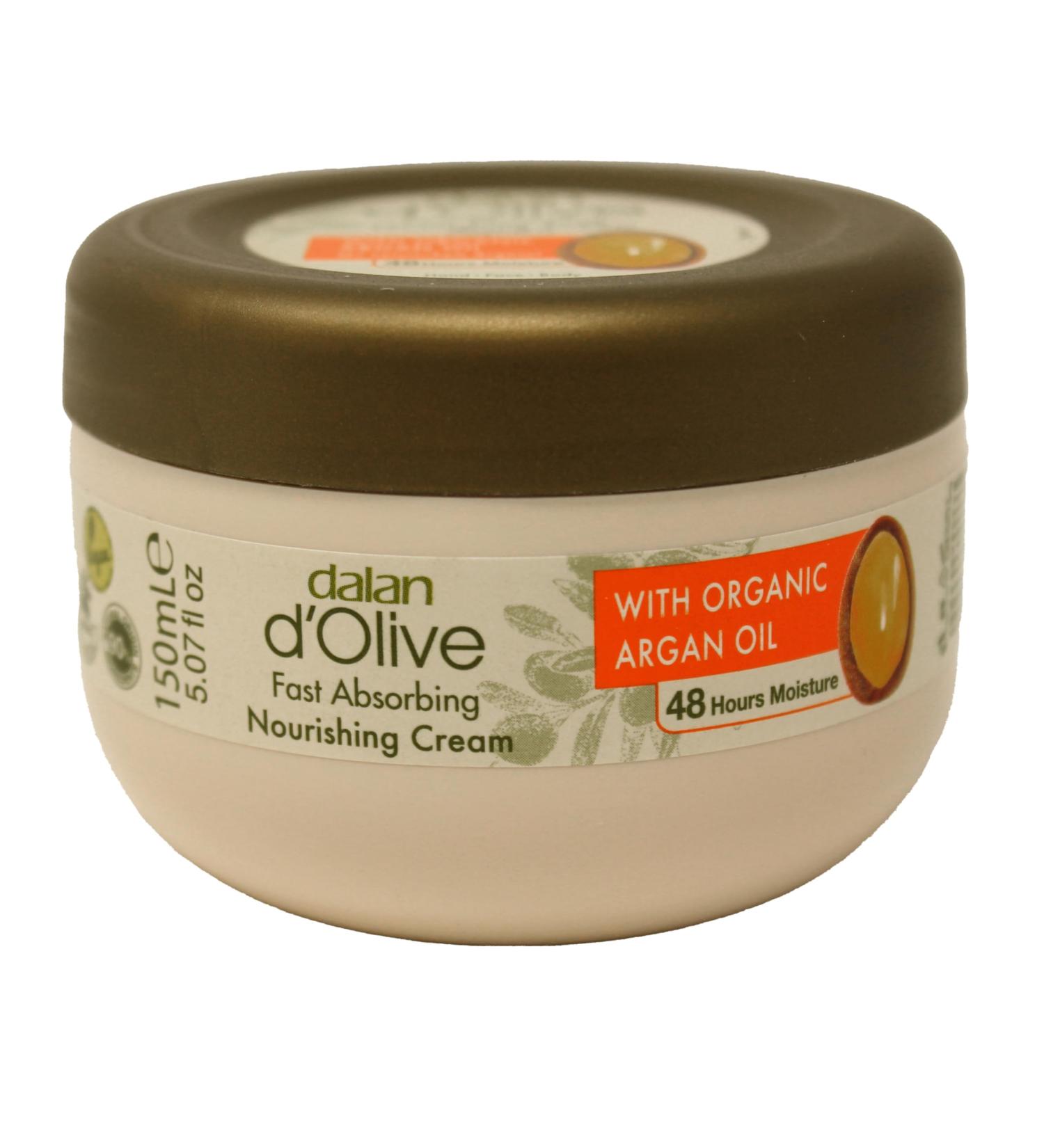 Dalan d Olive Nourishing Cream with Organic Argan Oil - Fast Absorbing 150ml | International Shipping - Buy Online on GoSupps.com