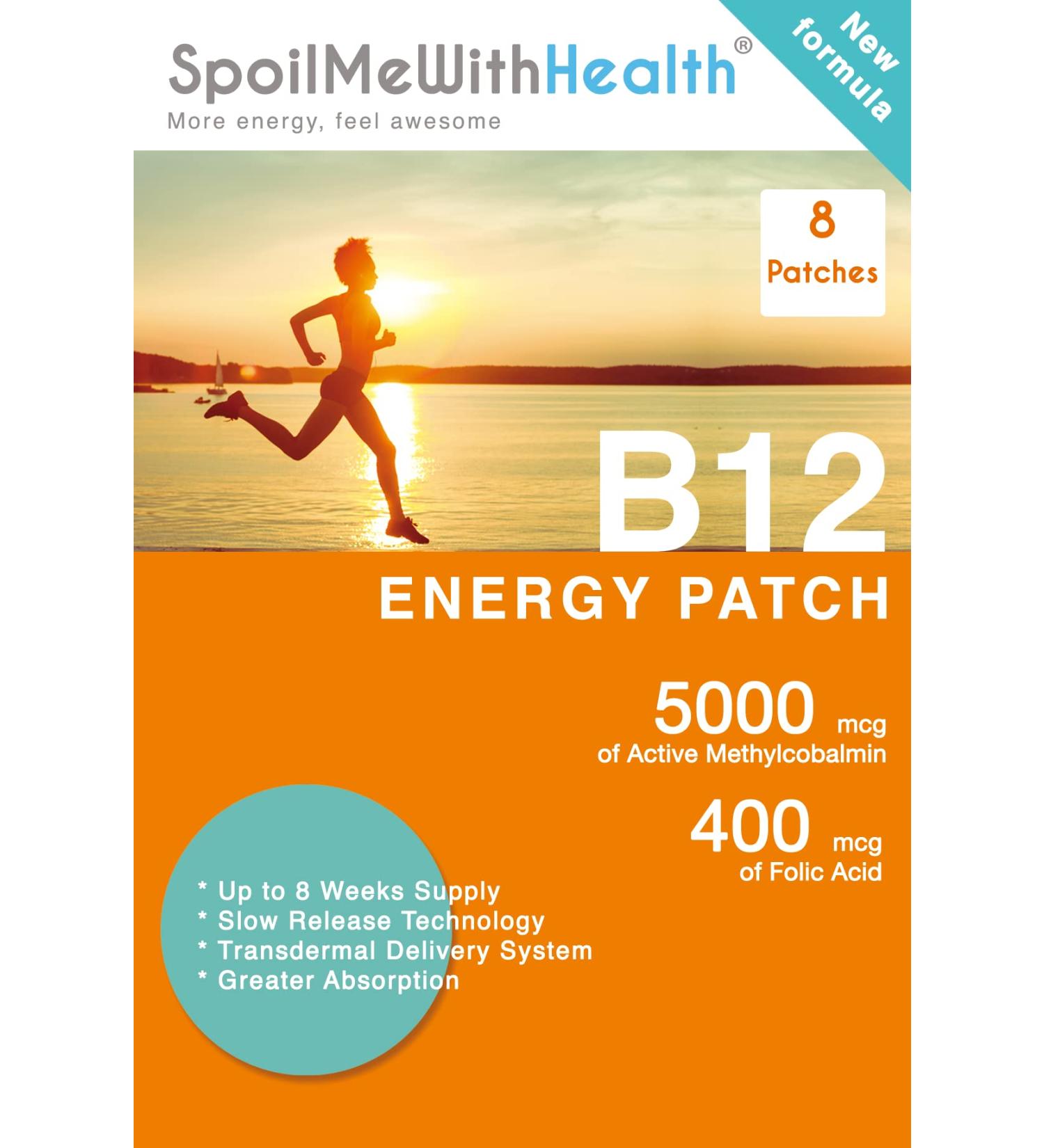 SpoilMeWith Health: B12 Patches (Methylcobalamin 5000 mcg) and folic Acid (0.4 mg). 8 Week Supply - Buy Online on GoSupps.com