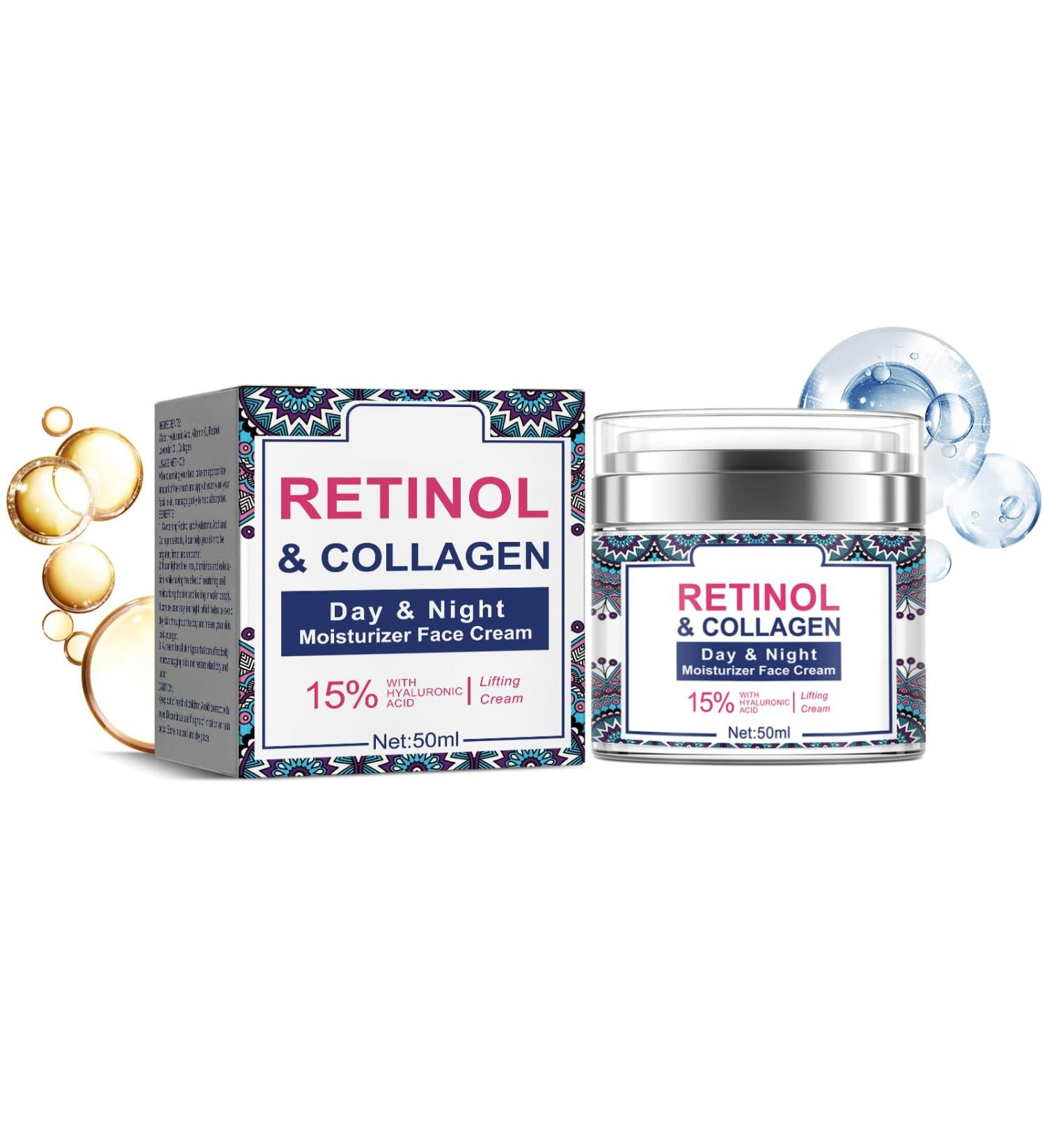 Moisturizer Face Cream with Retinol Collagen & Hyaluronic Acid | Anti-Aging Hydrating Lotion for Men & Women - 1.7 oz - Buy Online on GoSupps.com