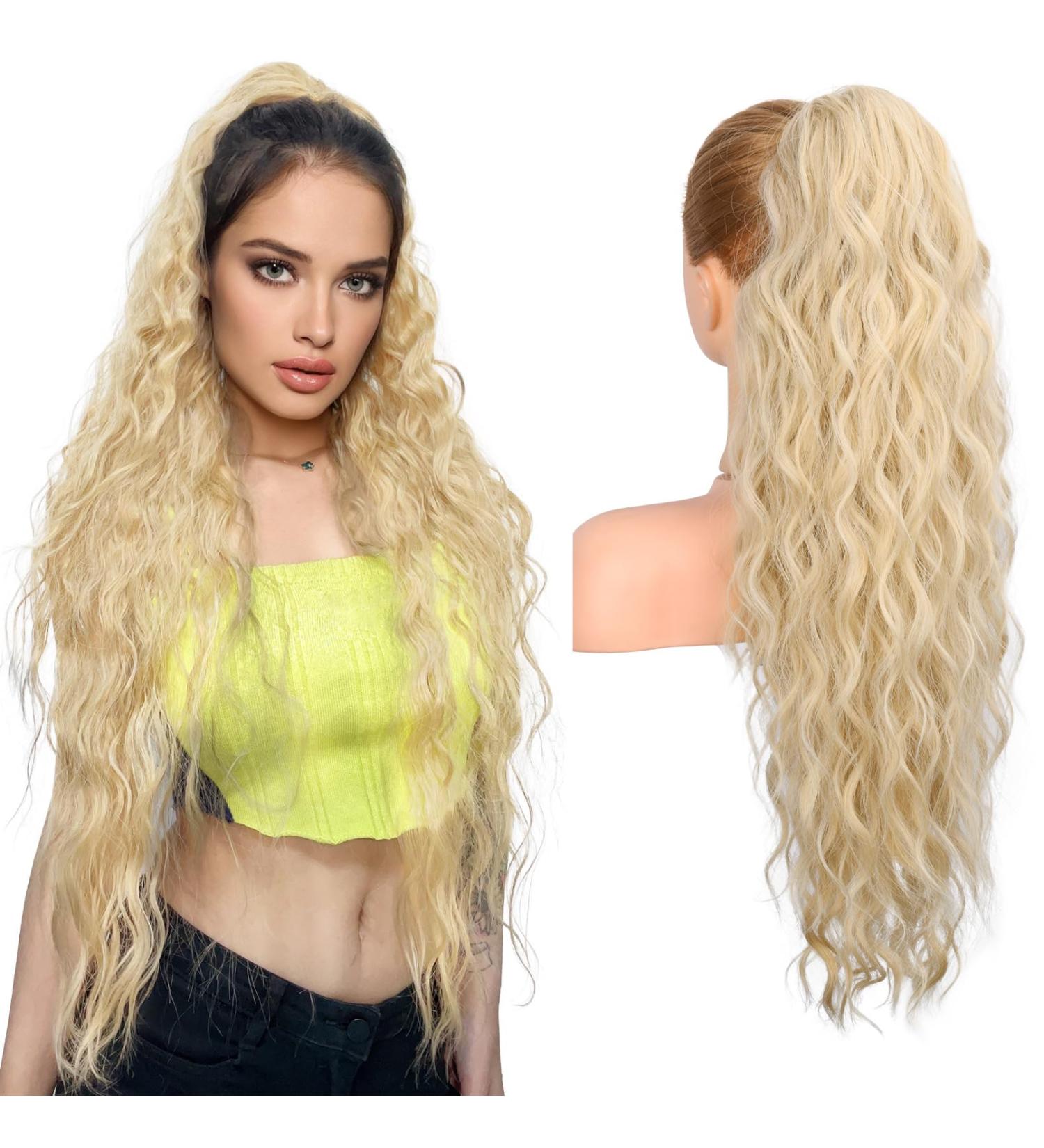 Brikabia 26 Blonde Ponytail Extension - Synthetic Clip-In Braid for Women | Beachy Look & Easy Styling - Buy Online on GoSupps.com