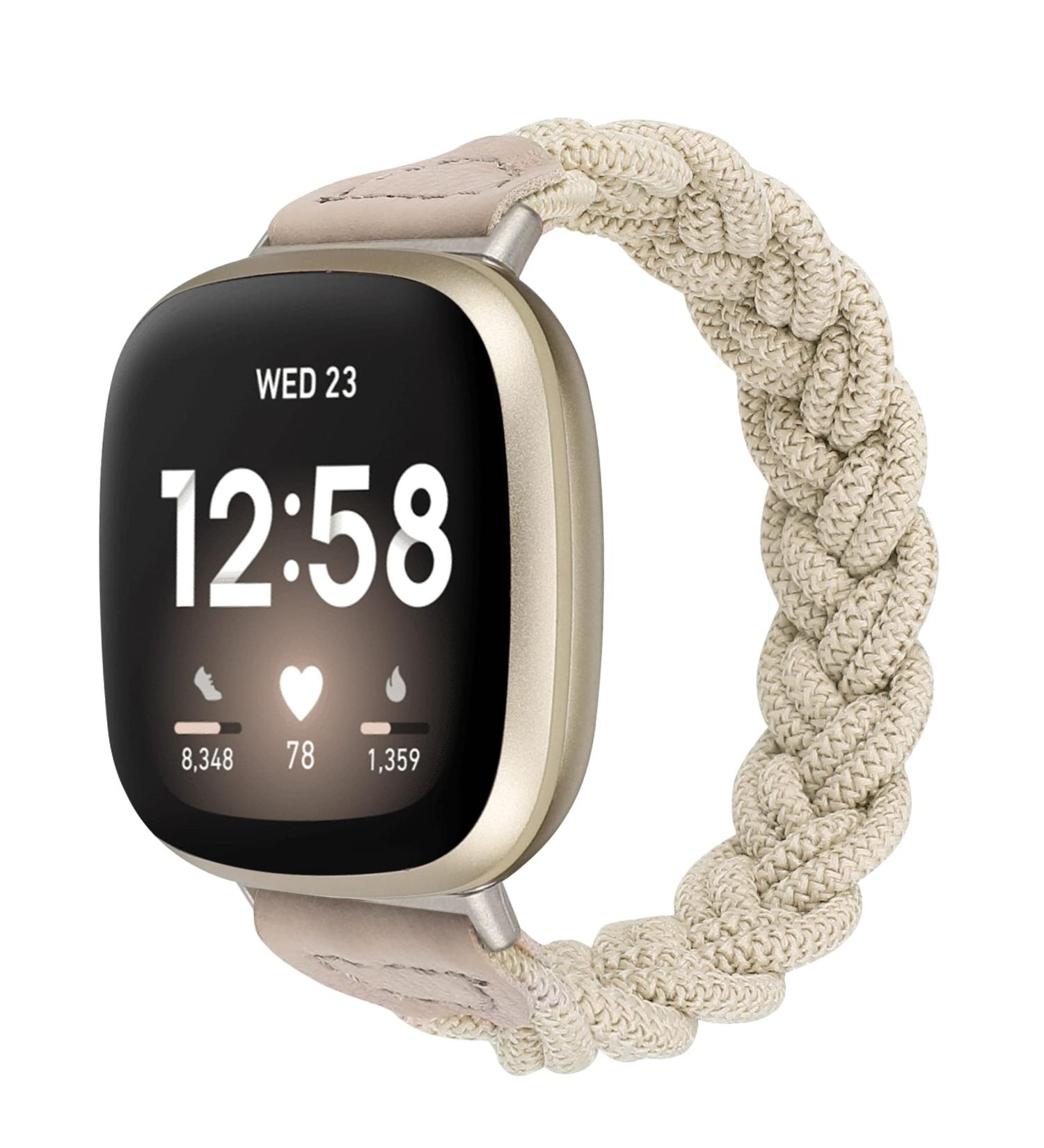 Wearlizer Stretchy Braided Band for Fitbit Sense/Versa 3 - Small Khaki - Buy Online on GoSupps.com