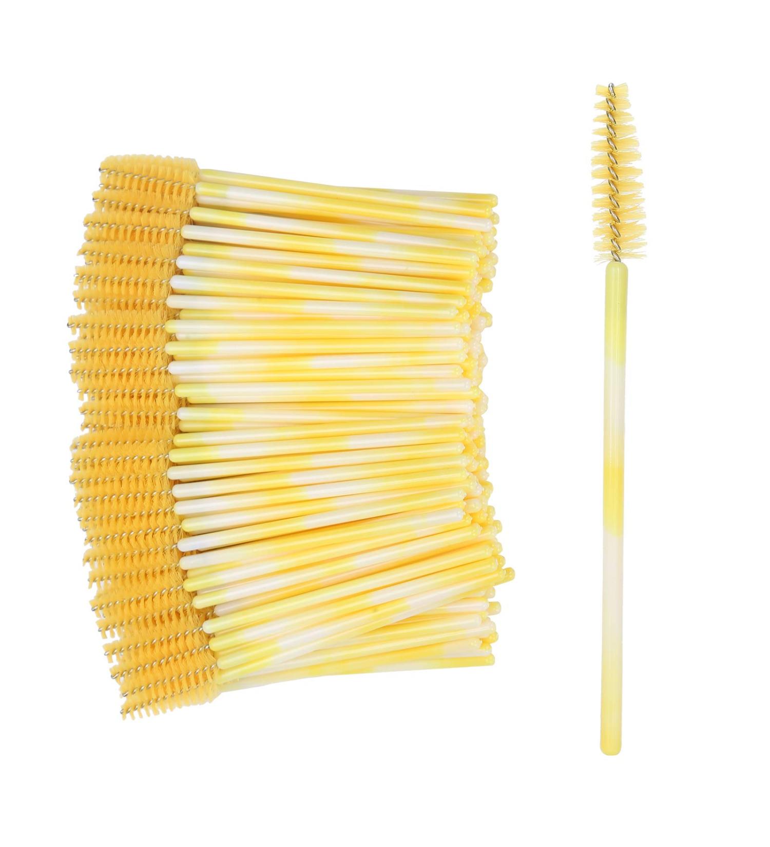 Mascara Brush Disposable Eyelashes Brush Hygienic Fiber Brush Head for Women Female(Yellow) - Buy Online on GoSupps.com