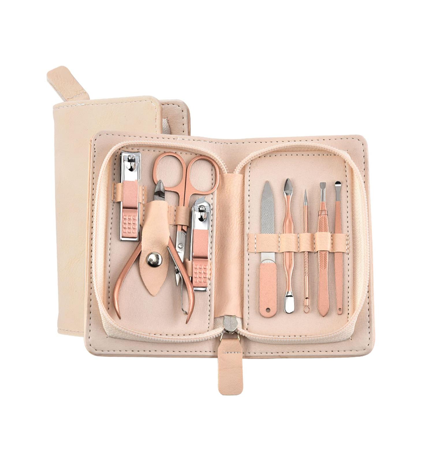 Baosentek 9 in1 Portable Manicure Set-Nail Clippers & Beauty Tool Set Rose Gold Martensitic Stainless Steel Nail Care Set with Leather Bag for Home-Outdoor-Travel-Beauty Salon Gifts -Girls - Buy Online on GoSupps.com