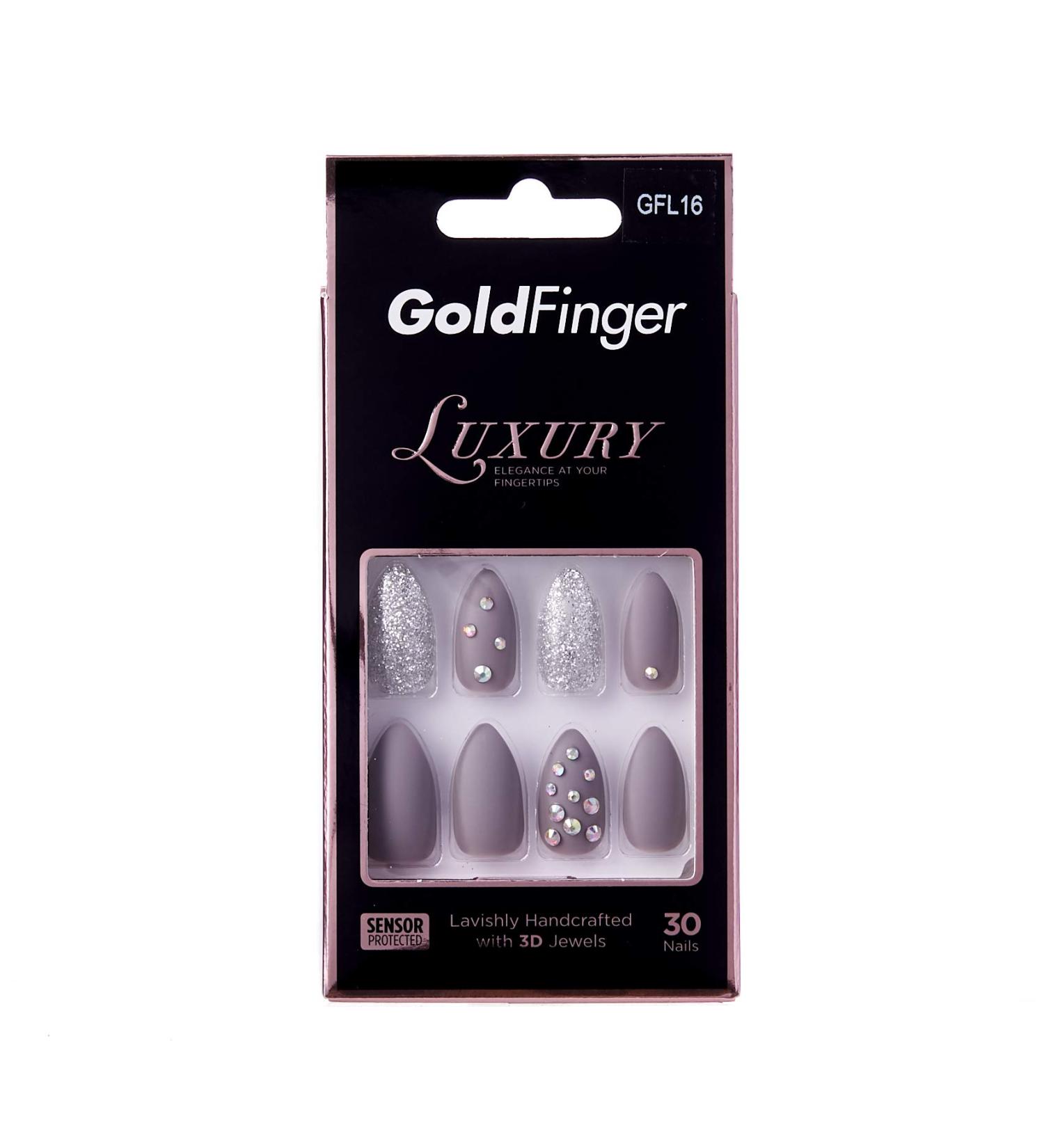 Halloween Nails Gold Finger Full Cover Nails Luxury Design Long Length GFL16 (New) - Buy Online on GoSupps.com