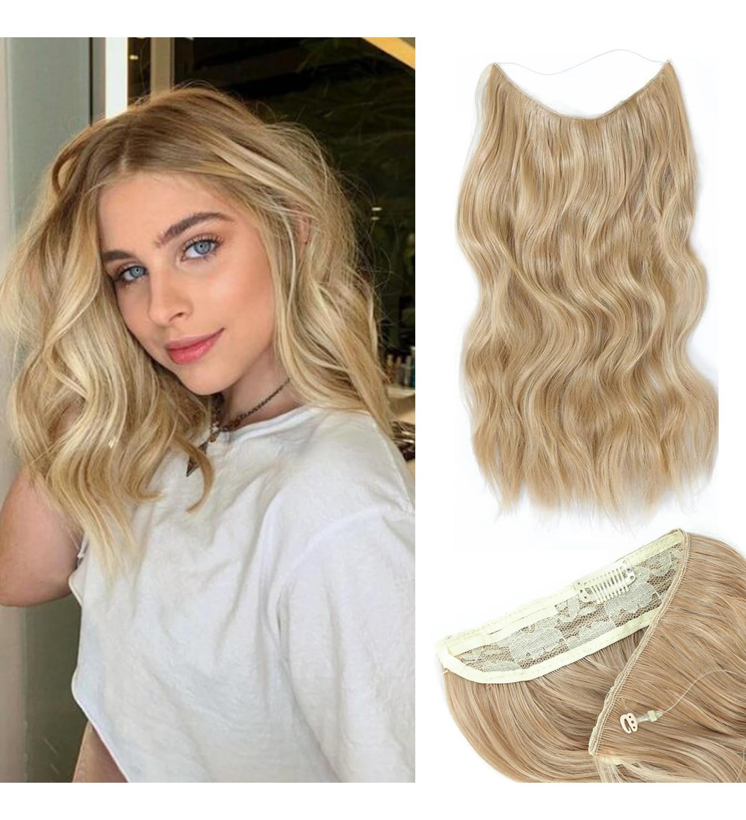 Adjustable 12 Honey Blonde Synthetic Hair Extensions - Removable Clips, Curly Style - Women's One Piece Invisible Hair Pieces - Buy Online on GoSupps.com