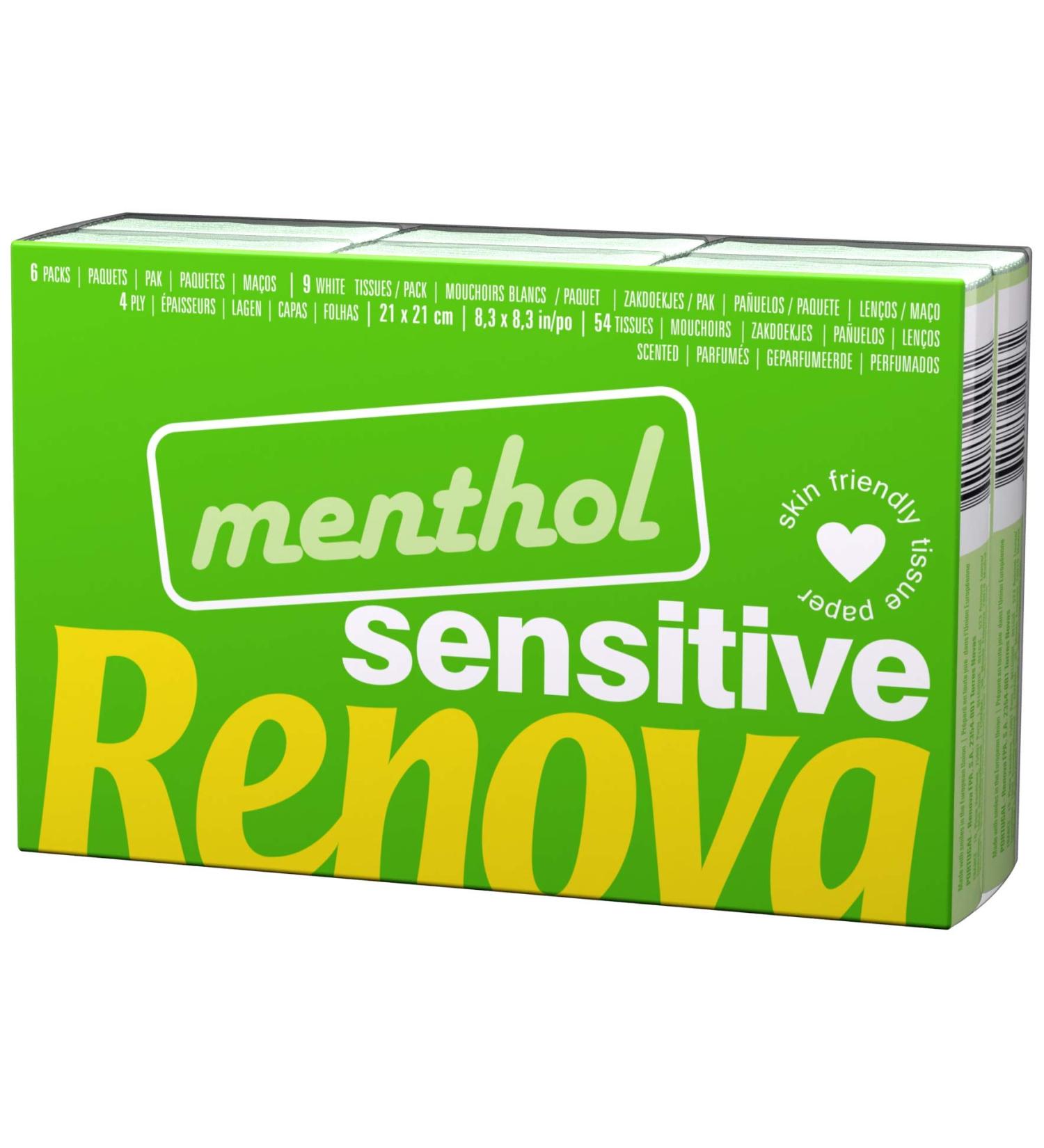 Renova Sensitive Menthol Pocket Tissues - 6 Packs (White) | Soft & Refreshing | Ideal for Travel & Everyday Use - Buy Online on GoSupps.com