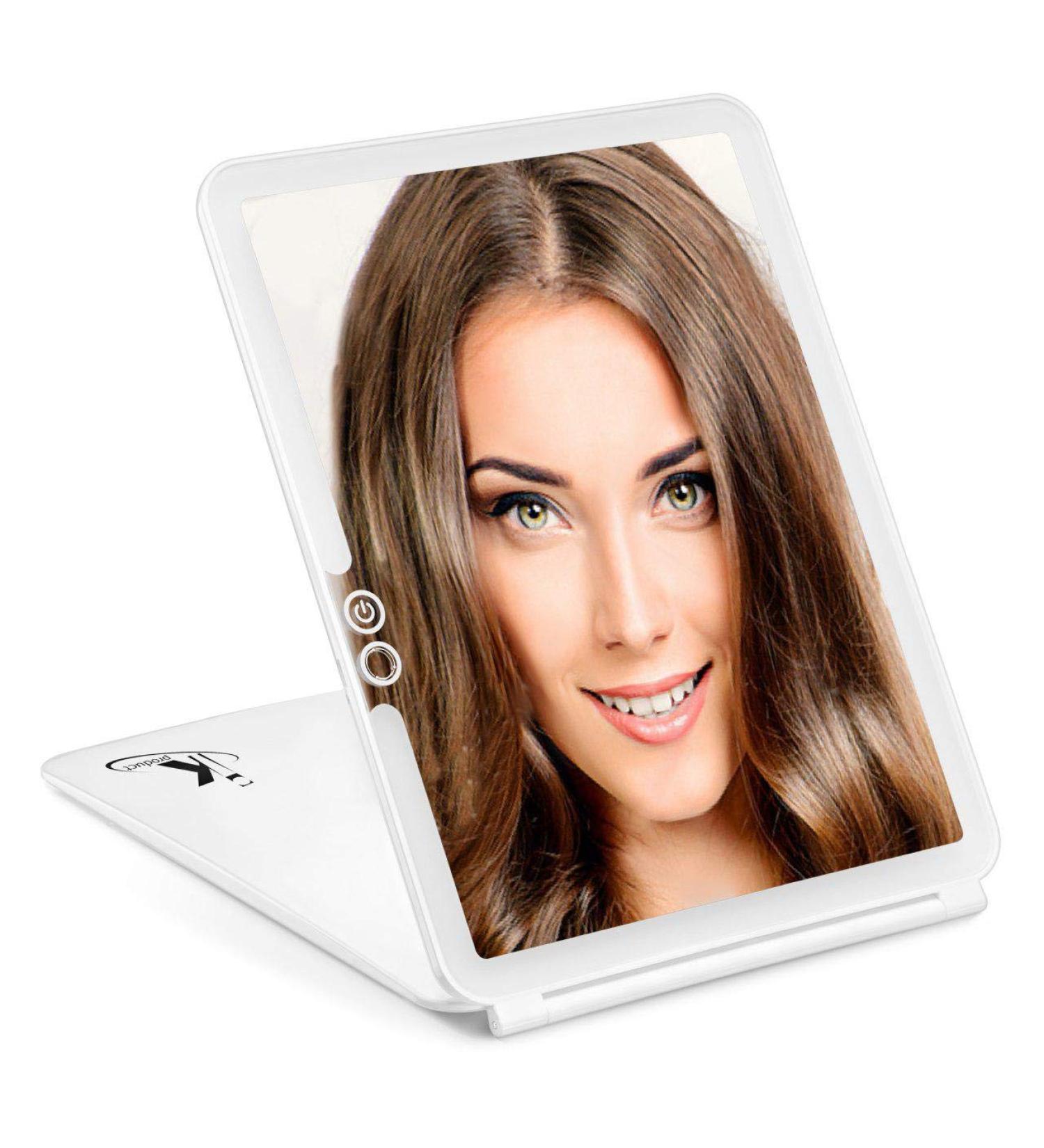 Portable LED Vanity Makeup Mirror | Rechargeable 3 Color Light Travel Mirror - Buy Online on GoSupps.com