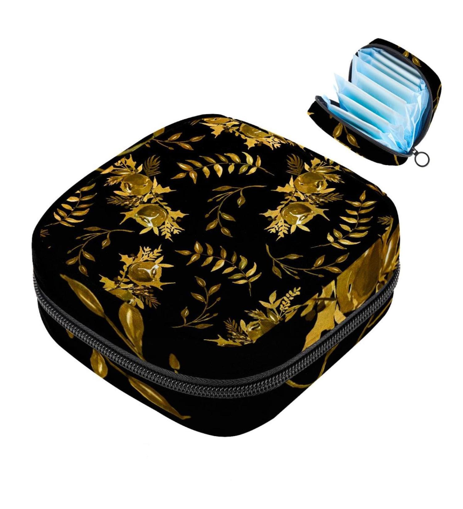 Shop Muooum Menstrual Artery Bag Zippered Flip Bag for Tampons in Golden Christmas Pattern | Perfect Gift for Women & Girls - Buy Online on GoSupps.com