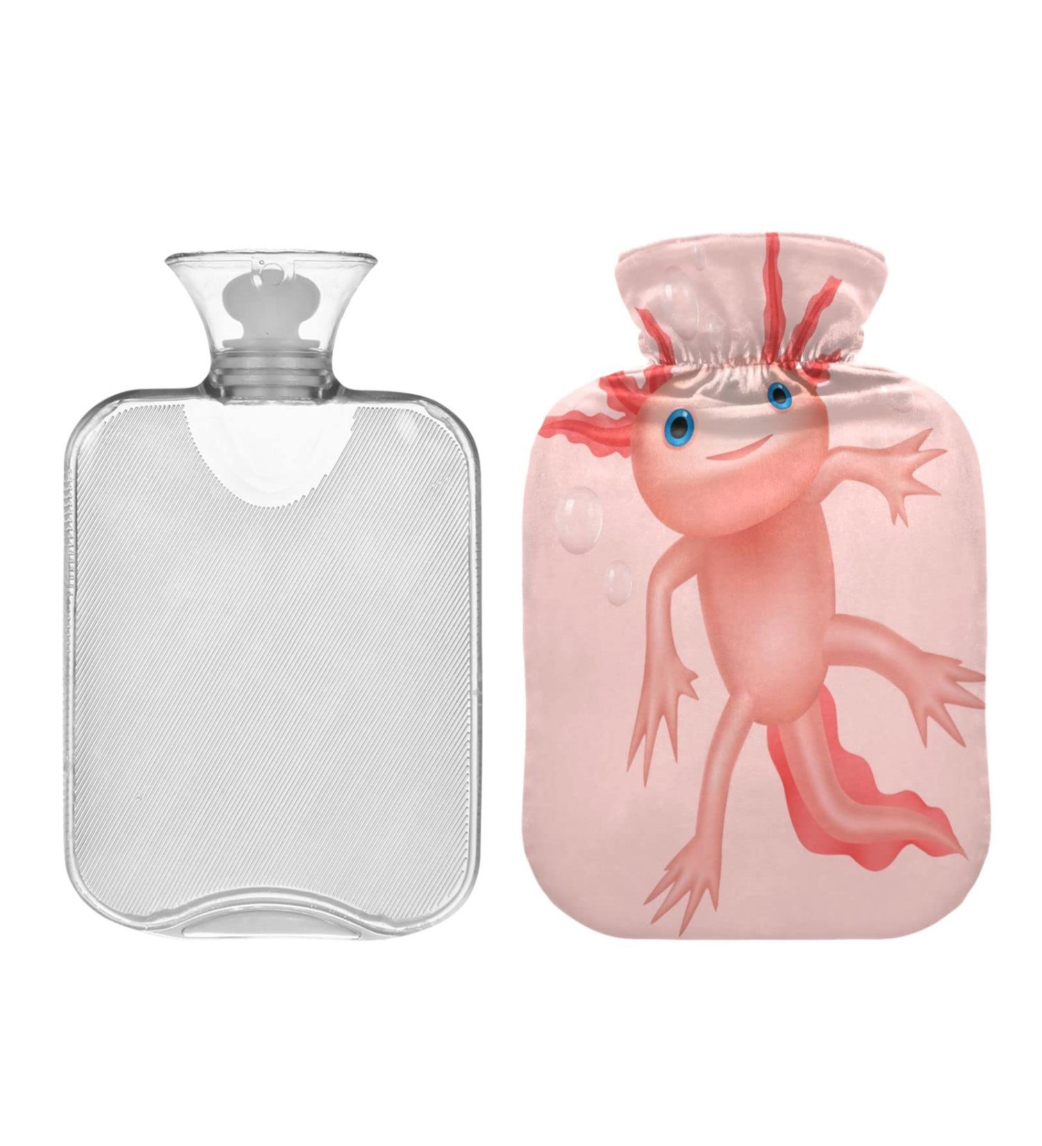Cute Axolotl Hot Water Bottle 2L Plush Warmer for Kids & Adults | Soft Cover for Winter Comfort - Buy Online on GoSupps.com