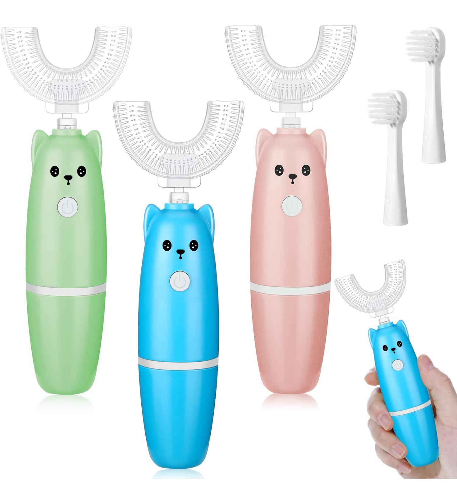 Kids Electric U-Shaped Toothbrush Set | Toddler Ultrasonic Toothbrush with 3 Brush Heads | Cartoon Design | Oral Cleaning for Children - Buy Online on GoSupps.com