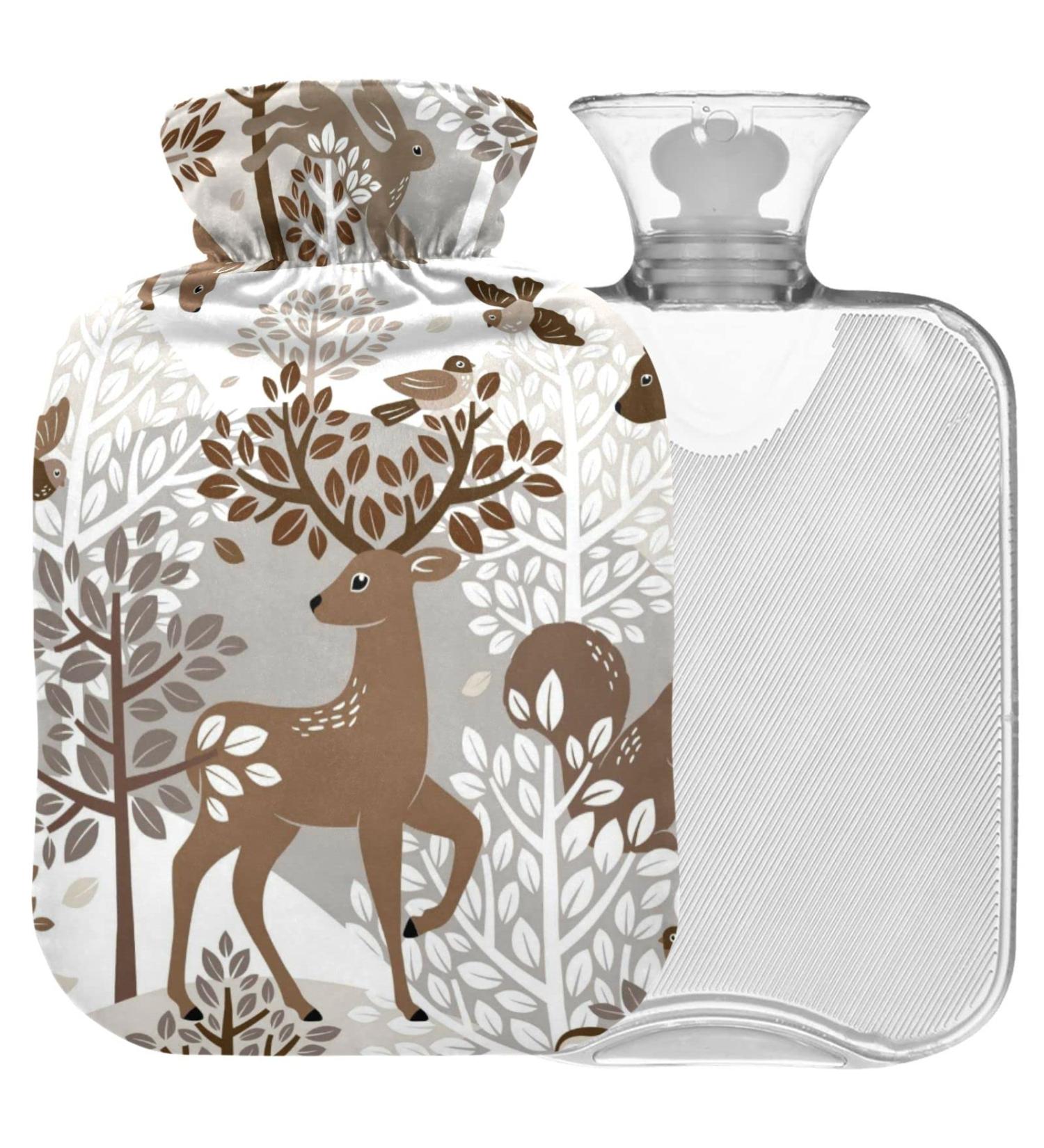 Buy Naanle Forest Animals Deer Heat Bottle | 1L Transparent Hot Water Bottle for Pain Relief - Heat & Cold Therapy for Bed Hands Feet - Buy Online on GoSupps.com