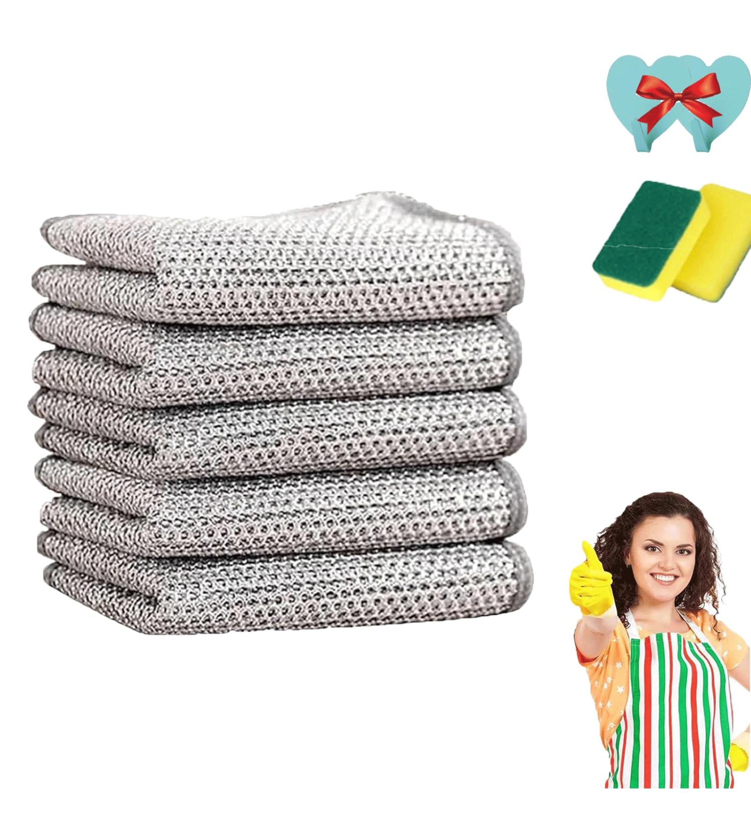 Ancienflow Scrubber Ancienflow Double Stainless Steel Scrubber Non Scratch Wire Dish Cloth Multipurpose Wire Dishwashing Rags for Wet and Dry for Dishes Sinks Counters (5pcs) - Buy Online on GoSupps.com