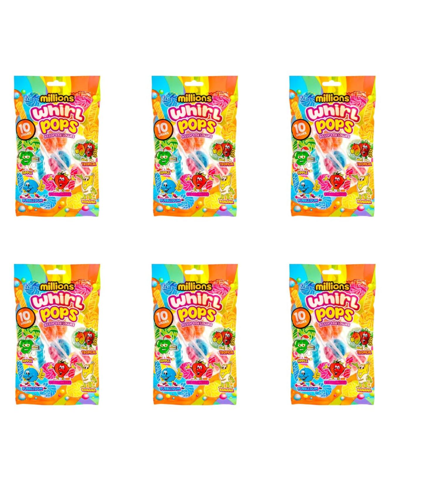 Million Mini Whirl Pops 10 Pack - Experience The Delicious Taste Of Million In Lollipop Form With This Fabulous Pack Of Sweets - Pack of 6
