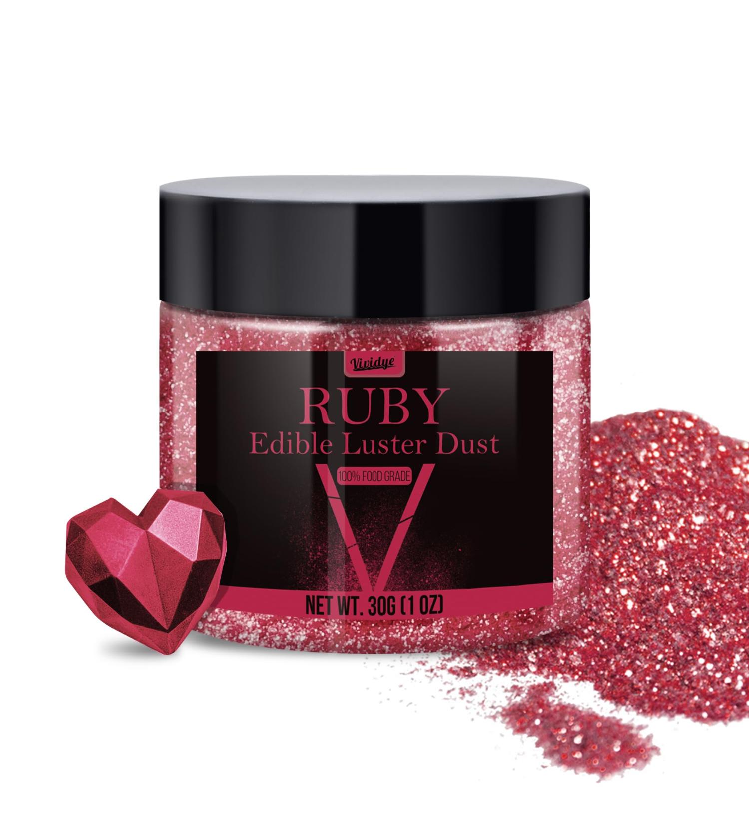 Edible Glitter Powder - 30g Ruby Metallic Food Coloring for Drinks Cakes & Cocktails - Buy Online on GoSupps.com