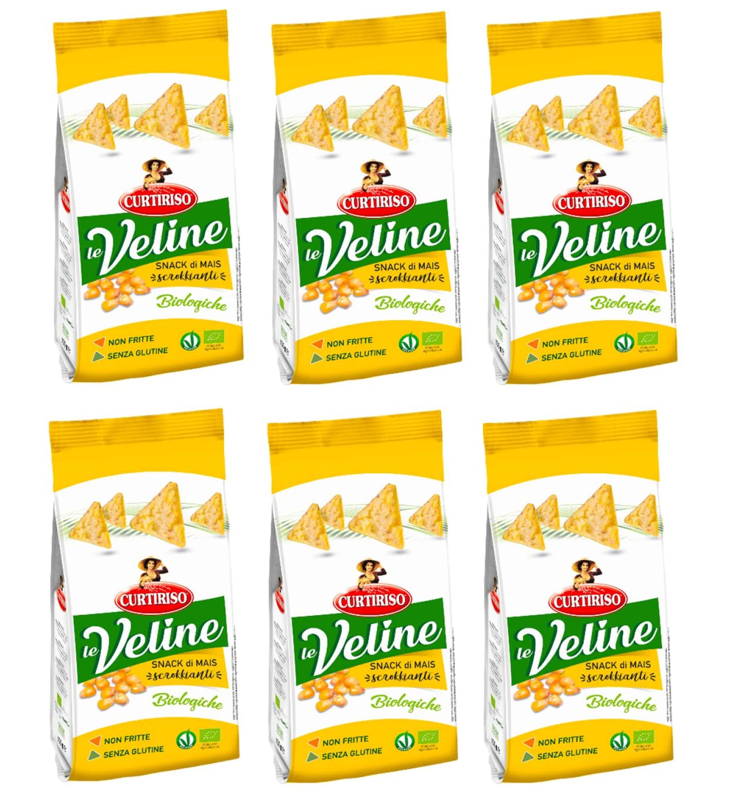 Curtiriso Le Veline Corn Snack Scrokkinati Biologico Pack of 6 Organic Corn Snacks 100 g