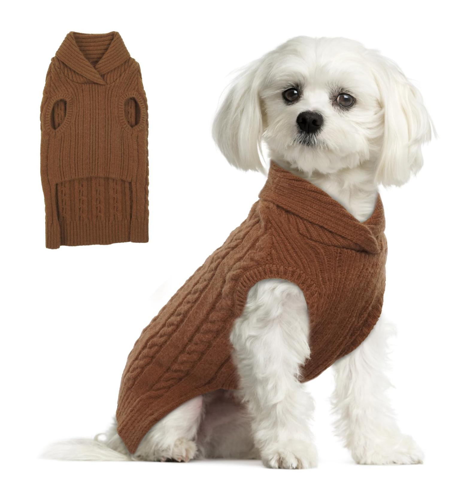 Hjumarayan Soft & Warm Dog Sweater for Medium-Sized Dogs Reversible Knit Sweater for Yorkshire & French Bulldogs (Brown Size L) - Buy Online on GoSupps.com