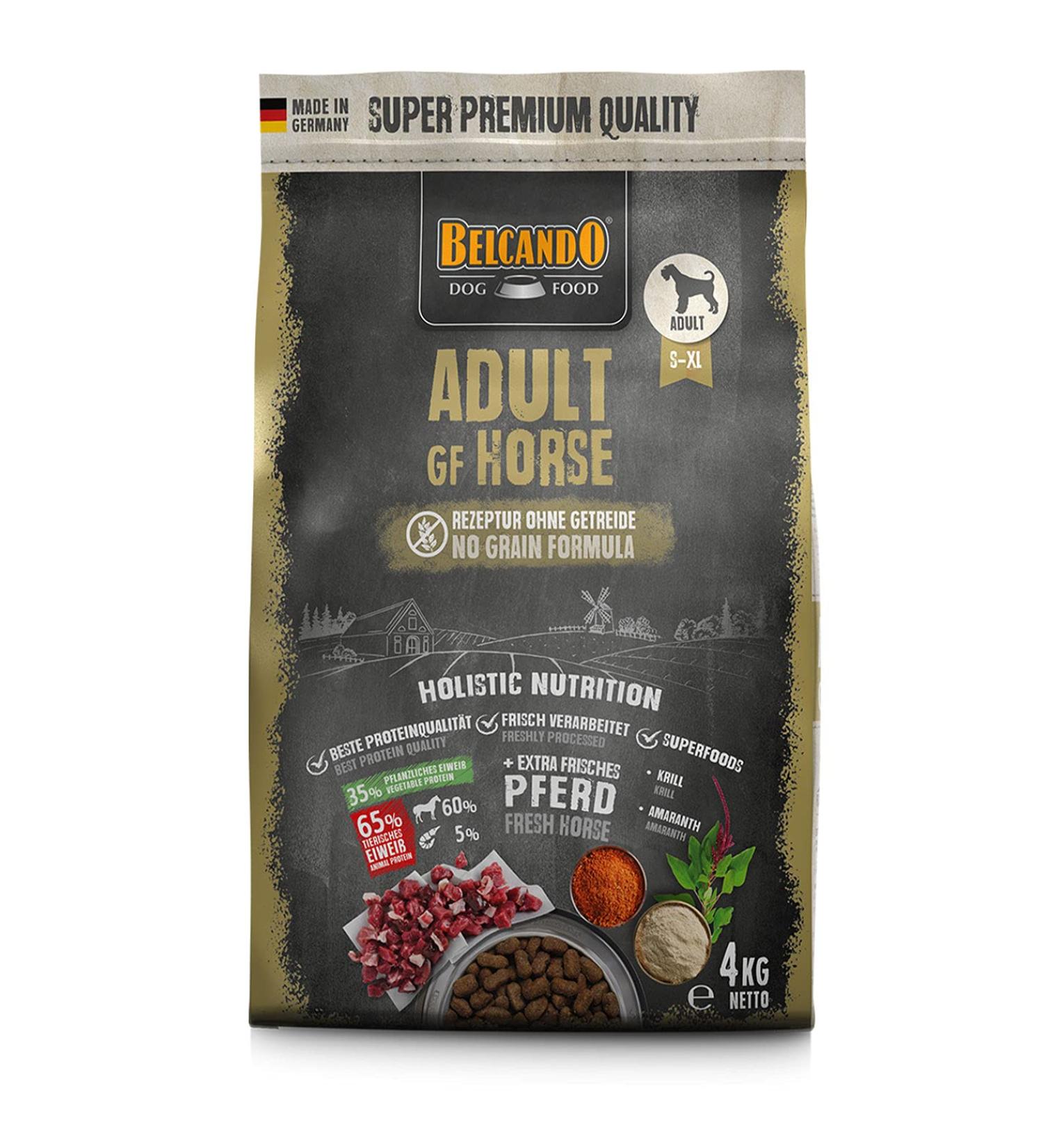 Belcando Adult GF Horse Dog Food 4kg | Grain-Free Dry Food for All Breeds | Premium Sole Feed for Adult Dogs - Buy Online on GoSupps.com