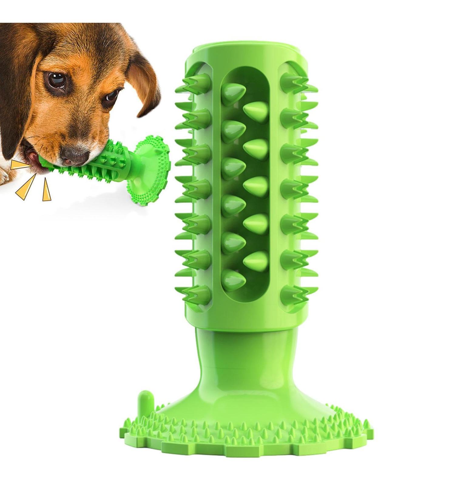 Anulely Dog Toy - Teeth Grinding & Brushing Suction Cup | Dog Tooth Care Products for Home Clinics & Shelters - Classic Sound Dog Toothbrush (Green) - Buy Online on GoSupps.com