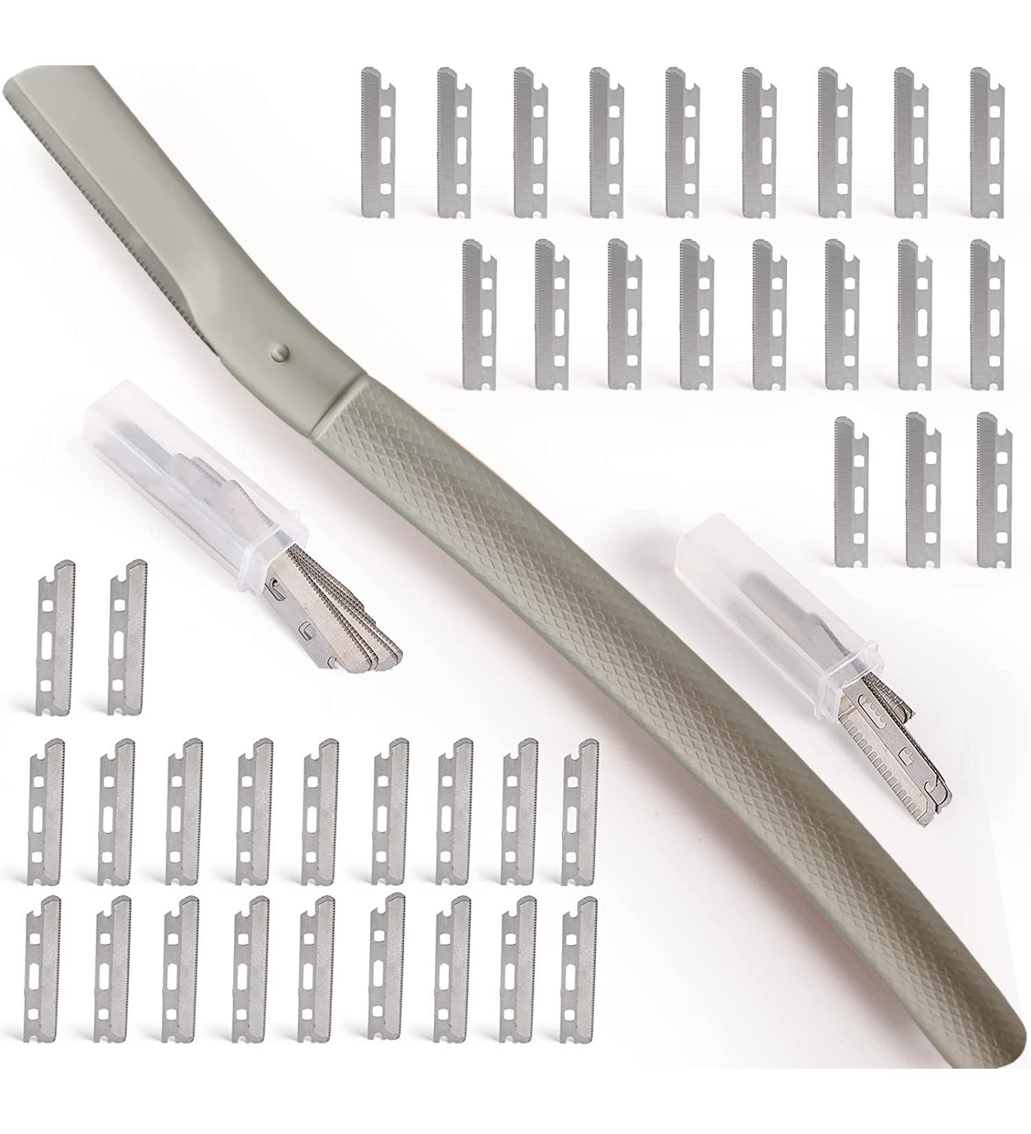 Asenum Eyebrow Razor & 20 Razor Blades - Metal Face Hair Remover for Women (Matt Silver) - Ideal for Eyebrows & Peach Fuzz - Buy Online on GoSupps.com