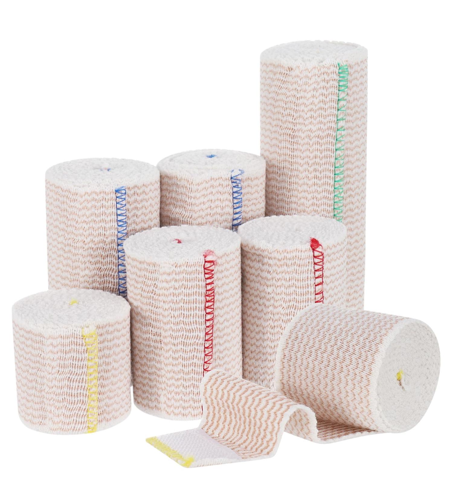 7 PCS Premium Elastic Bandage Wraps - Compression Leg Bandages Self-Closing Washable & Reusable Latex Free Hook & Loop Fasteners - Buy Online on GoSupps.com