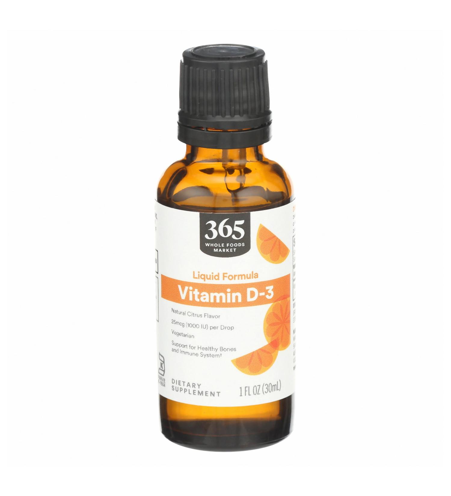 365 by Whole Foods Market Vitamin D-3 Liquid Citrus Flavor 1000IU 1 OZ 1 Fl Oz (Pack of 1) - Buy Online on GoSupps.com