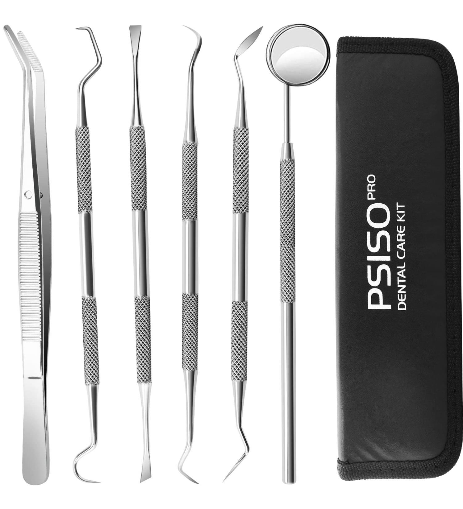 6 Pack Dental Tools Set - Professional Stainless Steel Oral Care Kit with Case | Tooth Scraper, Plaque & Tartar Remover - Buy Online on GoSupps.com