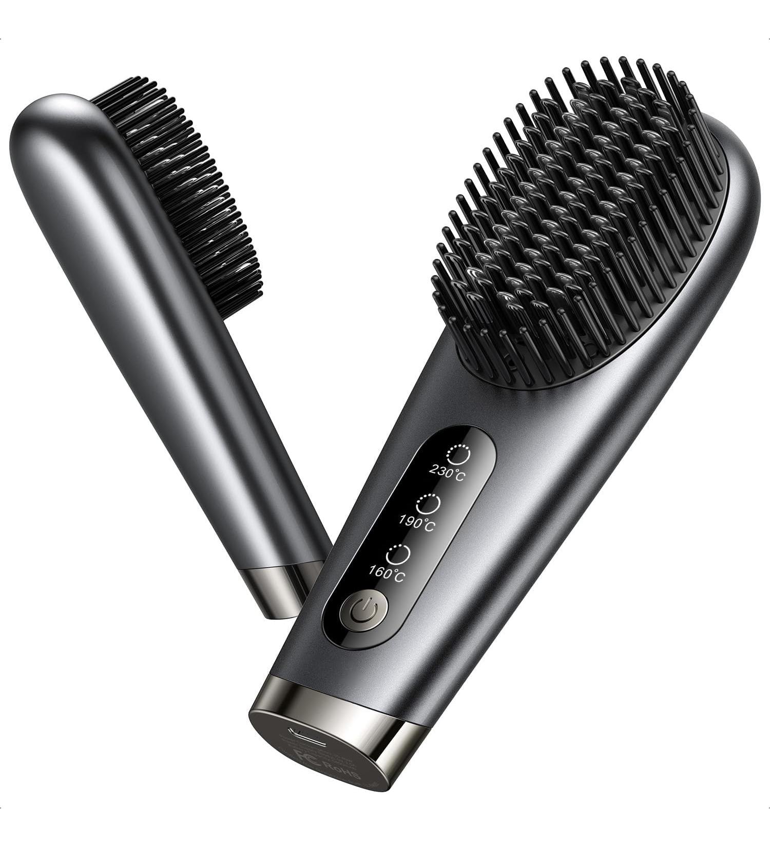 Mini Hair Straightener Brush - Wireless Straightening Brush with 3 Temperature Levels for Effortless Styling - Buy Online on GoSupps.com