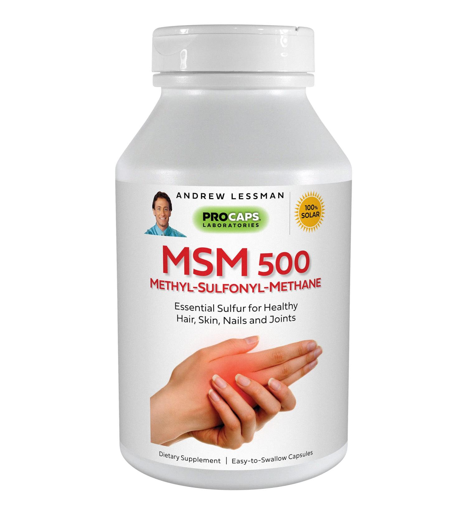 Andrew Lessman MSM 500 180 Capsules - Concentrated Organic Sulfur for Joints Skin Nails Hair - No Additives - 180 Count - Buy Online on GoSupps.com