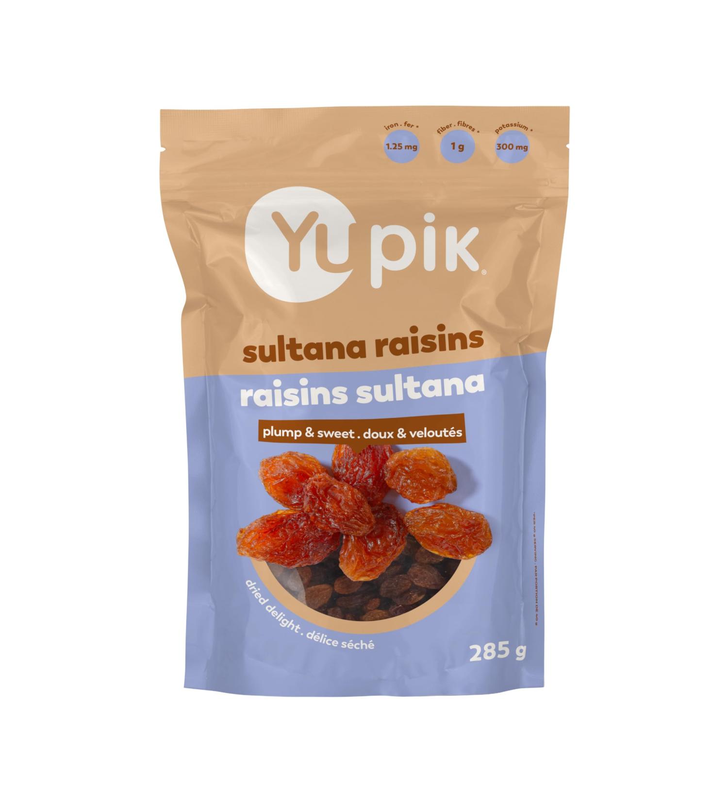 Yupik Sultana Raisins 285 g Gluten-Free Kosher Plump Dried Fruits Naturally Sweet Unsweetened Seedless Healthy Snacks - Buy Online on GoSupps.com