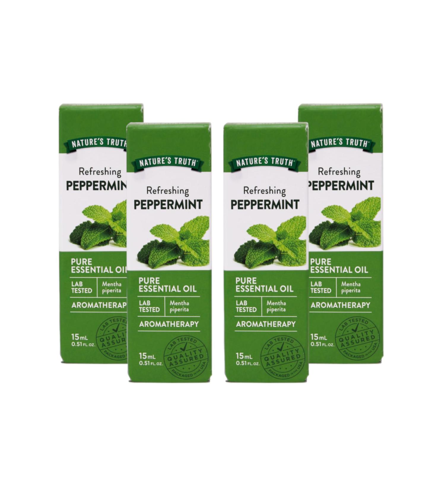Nature's Truth Peppermint Essential Oil for Diffusers and Aromatherapy 0.51 FL OZ - 4 Pack - Buy Online on GoSupps.com