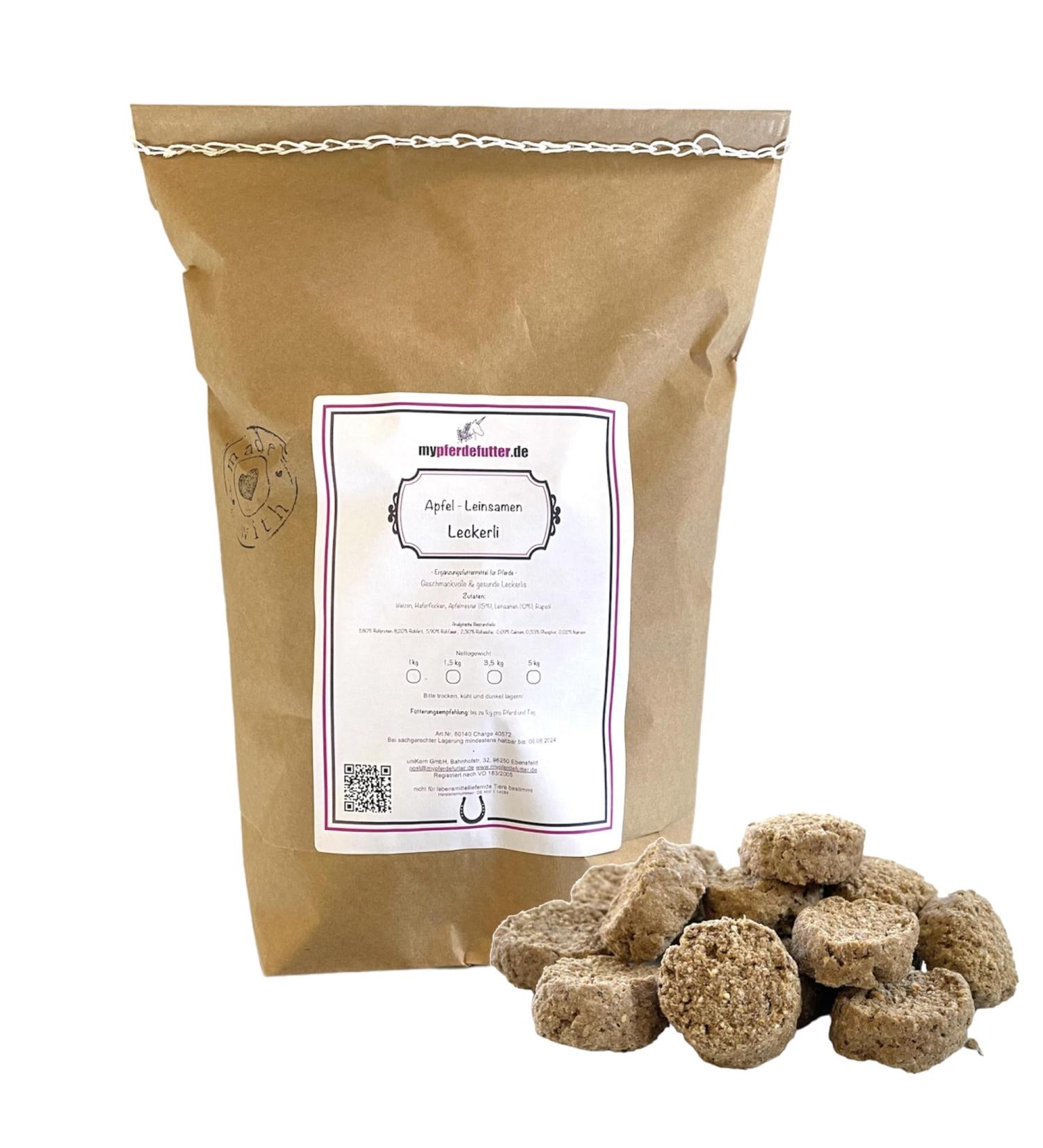mypferdefutter Apple-linseed treat - the tasty and healthy treat for your favorite horse (1 500 g) 1.5 kg (1 pack)