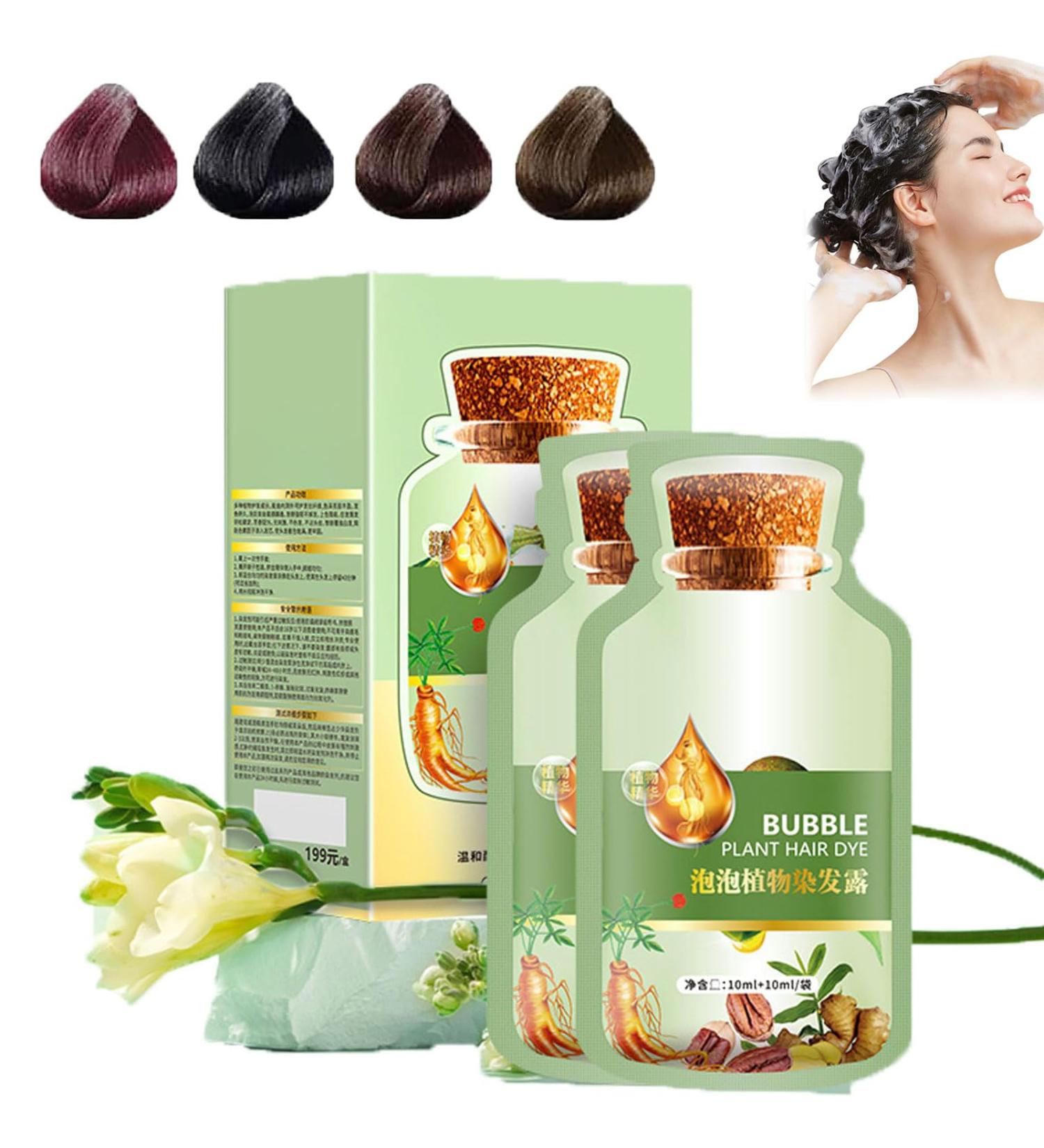 Huang YI Natural Plant Hair Dye Natural Plant Hair Dye New Botanical Bubble Hair Dye 10Packs/Box Instant Natural Hair Dye Shampoo for Women and Man (Chestnut Brown) - Buy Online on GoSupps.com