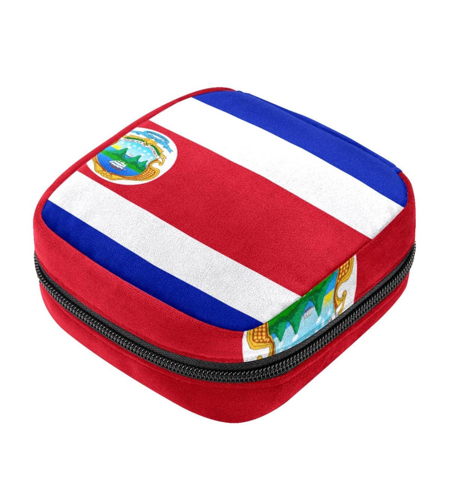 Portable Costa Rica Flag Bandage Storage Bag | Menstrual Cup Pocket with Zipper for Teenagers & Women - Buy Online on GoSupps.com
