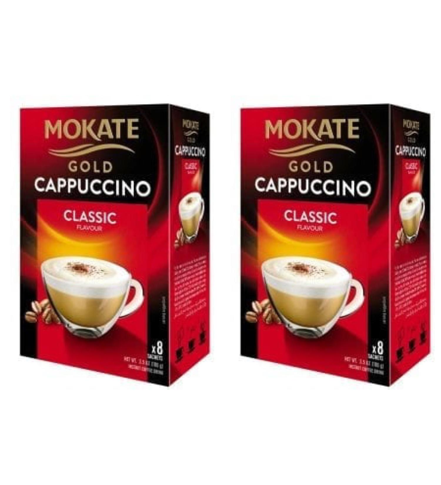 Mokate Gold Cappuccino Classic Flavour Instant Coffee 2 boxes x 8 12.5g sachets - Buy Online on GoSupps.com