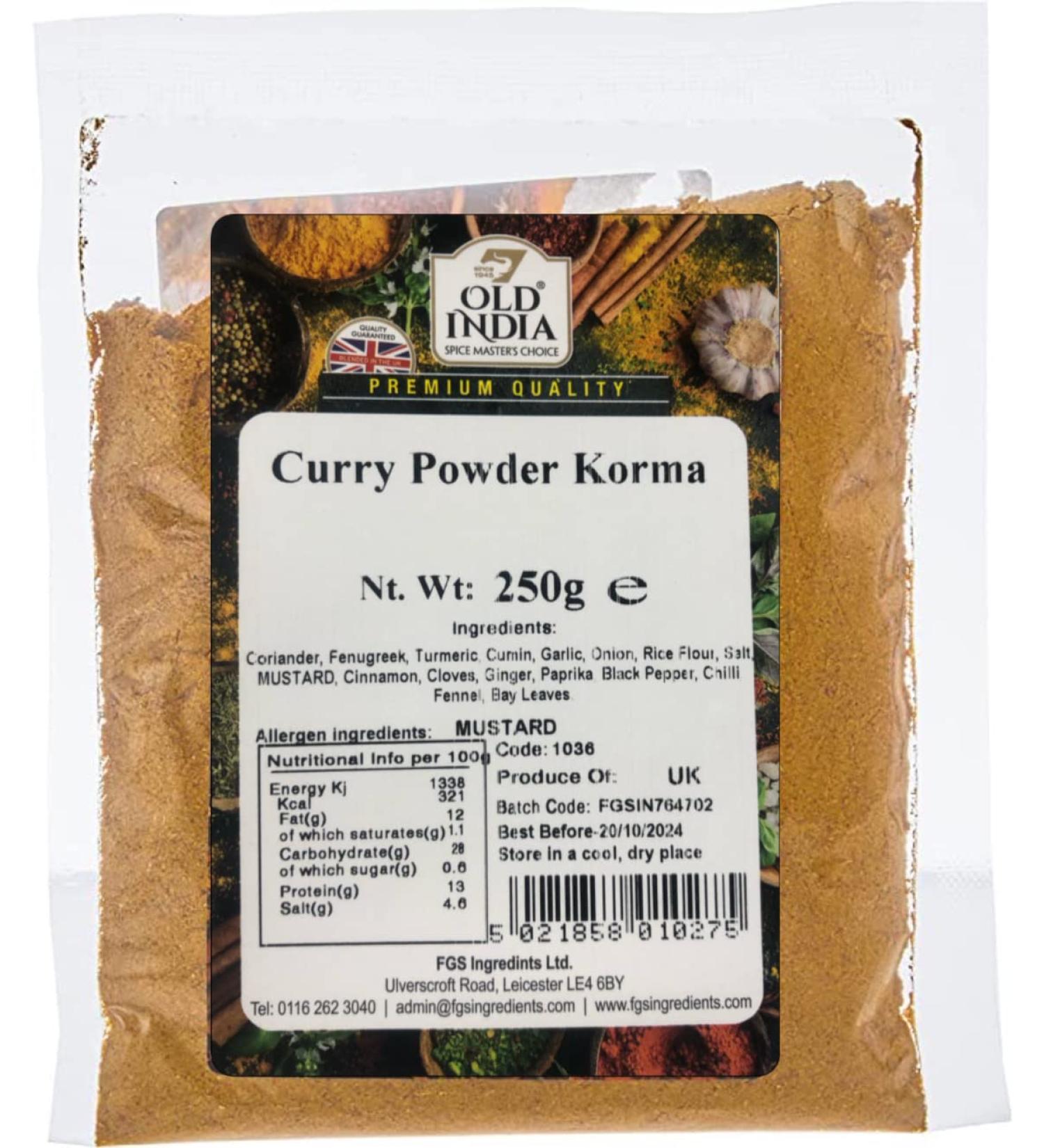 Old India Curry Powder Korma 250g - Authentic Indian Spice Blend - Buy Online on GoSupps.com