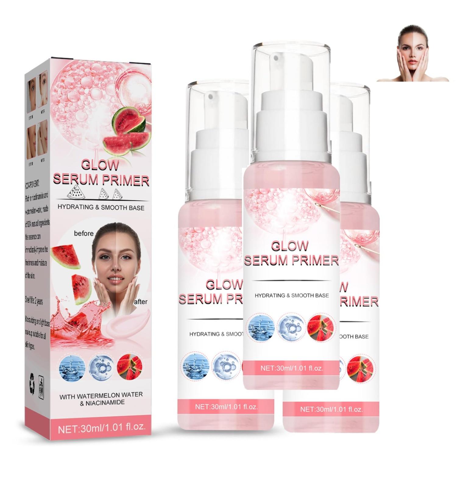 Essence Glow Serum Essence Watermelon Glow Serum Essence Good Stuff Glow Serum Primer Brightens Skin Suitable for Moisturizing All Skin Types (Color : 3pcs) - Buy Online on GoSupps.com