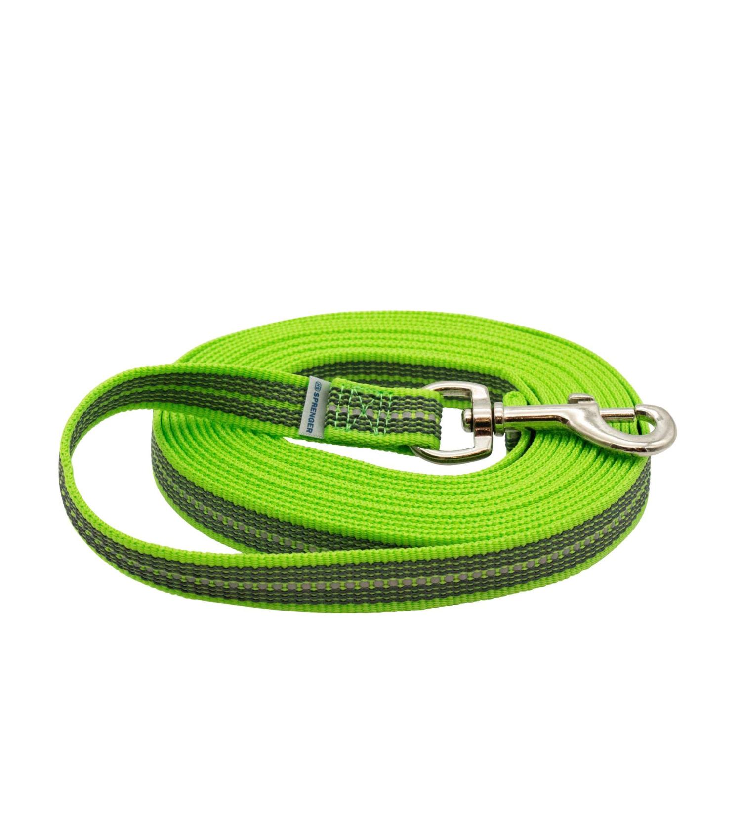 Rubberized leash without hand loop - green 750 cm (7.5 m) 750 cm green