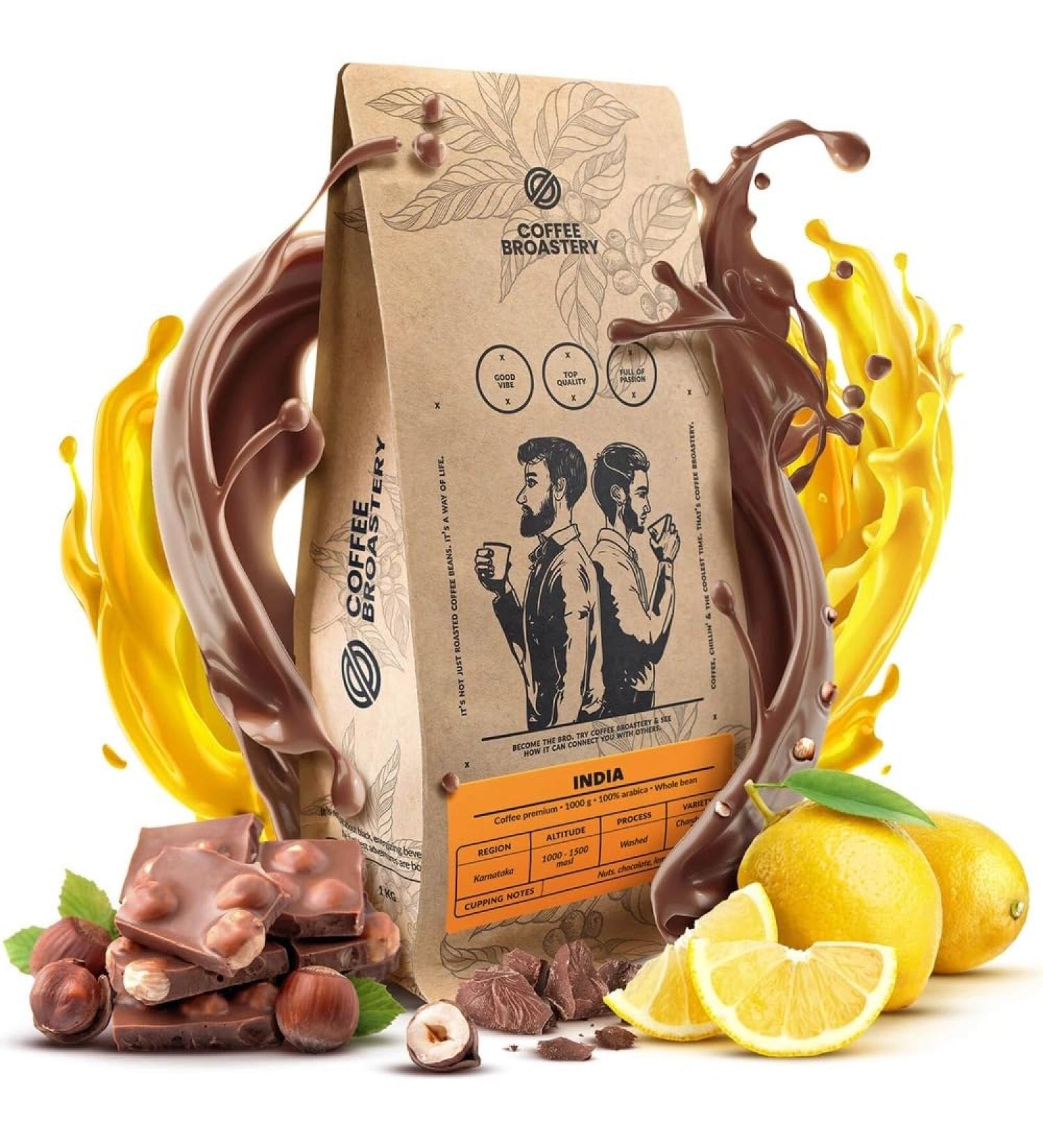 Coffee Broastery Coffee Beans India Karnataka Premium 1kg 1000g | Specialty Indian Coffee | India | Freshly Roasted | Kraft Coffee Roastery - Buy Online on GoSupps.com