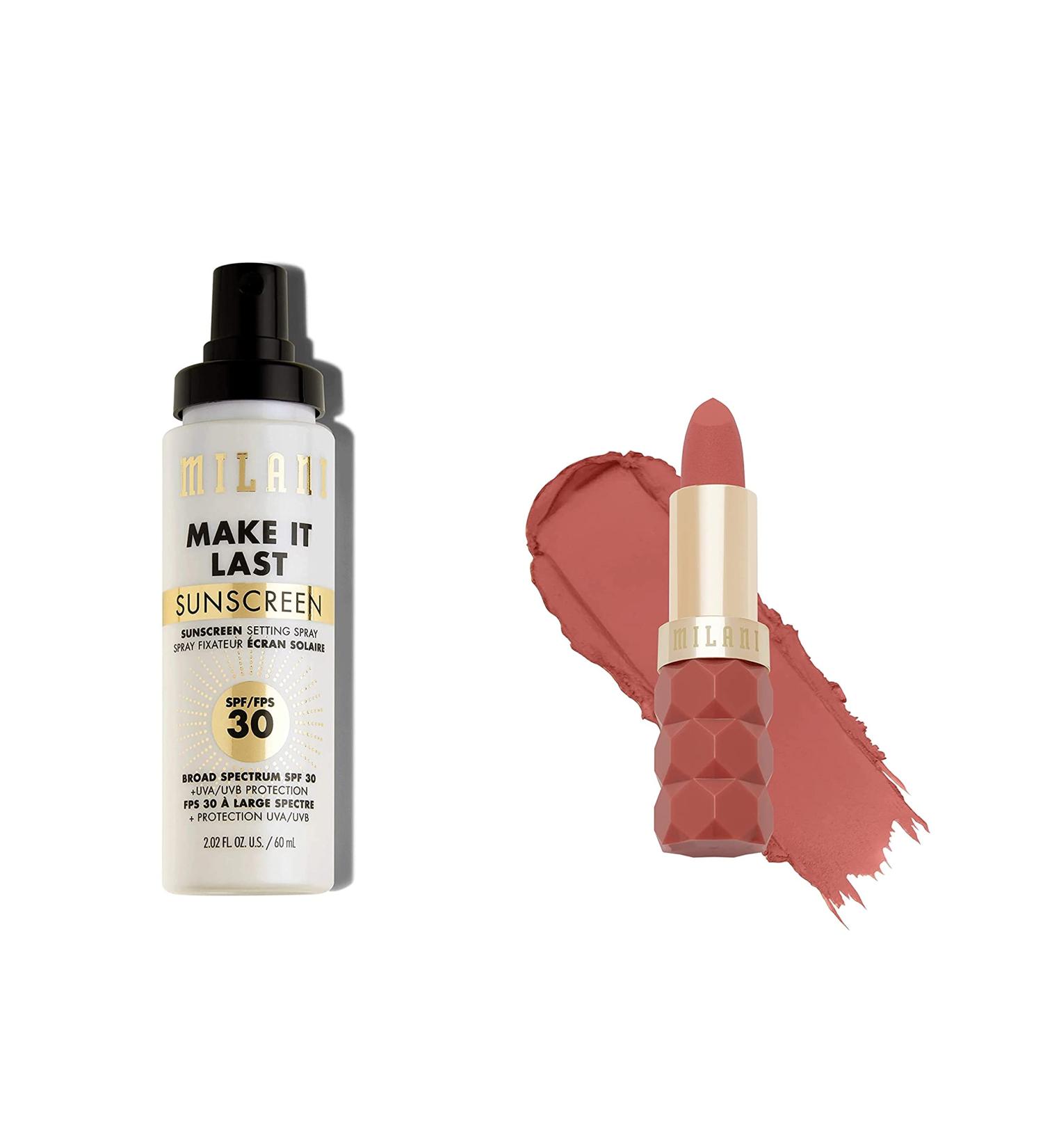 Milani Color Fetish Matte Lipstick in Secret & Make It Last Sunscreen Setting Spray SPF30 - Long-Lasting Makeup Set - Buy Online on GoSupps.com