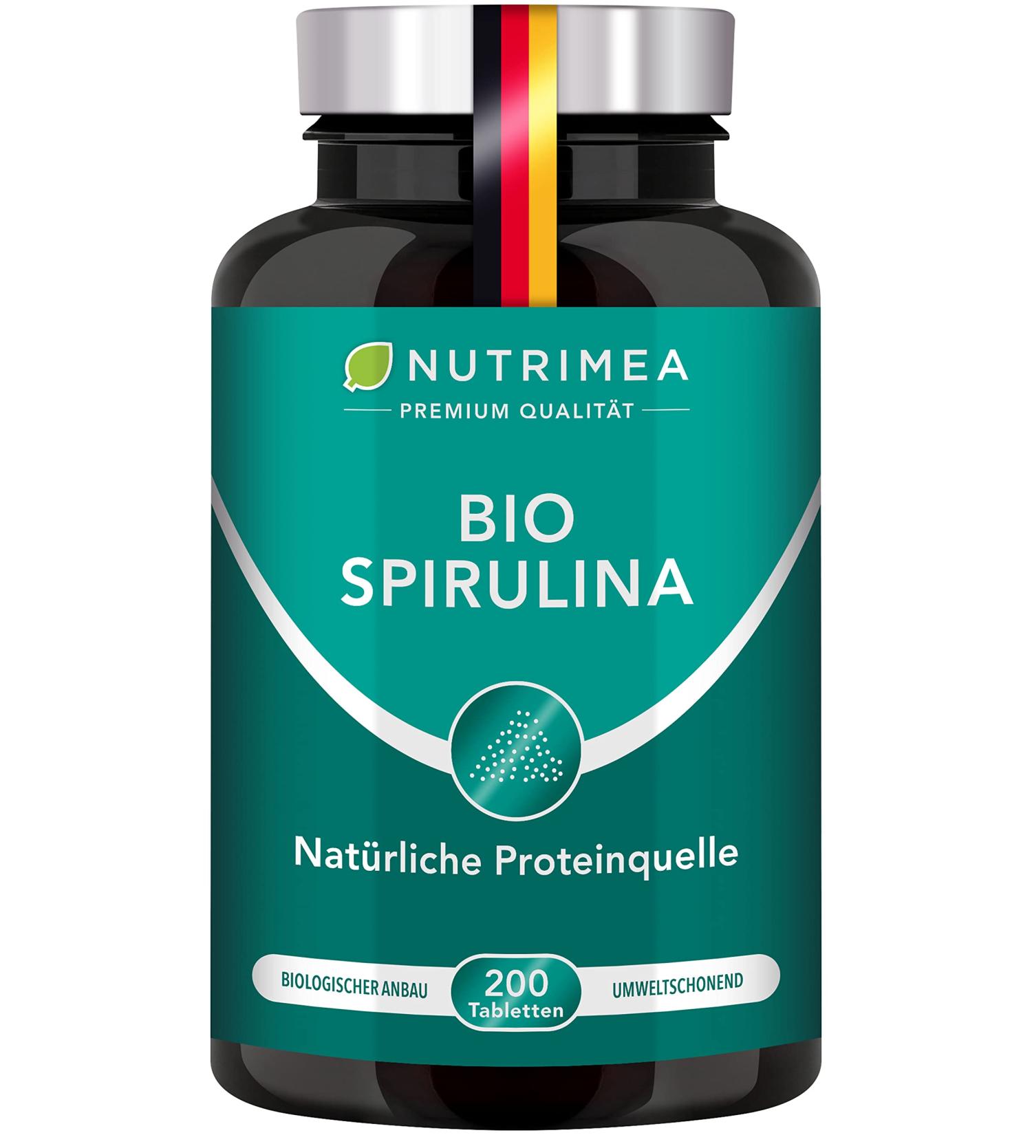 Buy Certified Organic Spirulina Tablets | 200 Pieces - 500mg High Dose Vegan Lab Tested No Additives - Buy Online on GoSupps.com