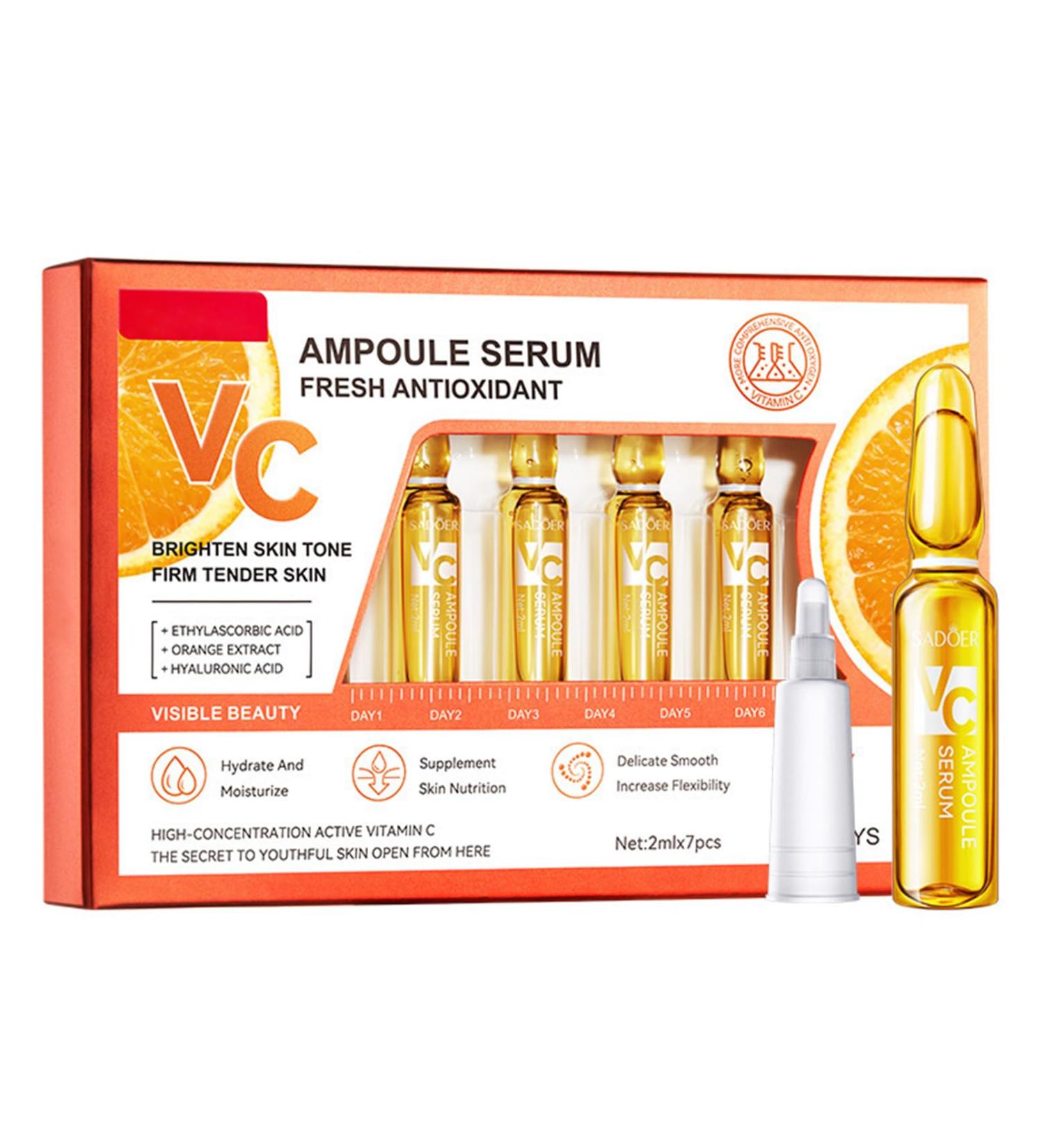 Vitamin C Serum for Face Vit C Serum Anti Ageing & Anti Wrinkle Serum Concentrated Ampoules Brightening Serum for Dull Tired Skin Powerful Antioxidant Protection face serum 7x2ml Ampoule Serum - Buy Online on GoSupps.com