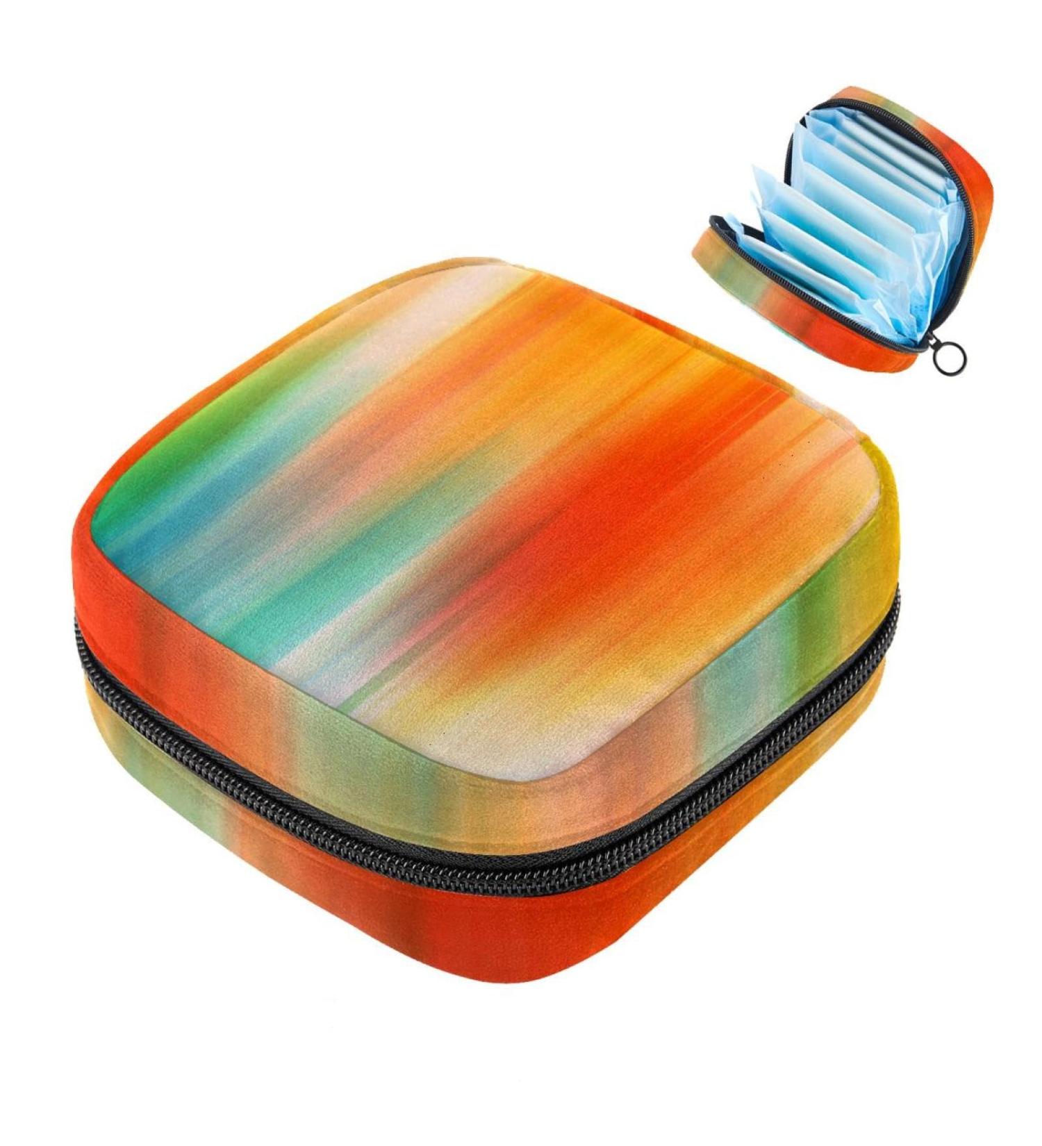 Shop Muooum Glitter Rainbow Stripes Menstrual Bag - Zippered Tampon Collector for Women & Girls (Pack of 1) - Buy Online on GoSupps.com